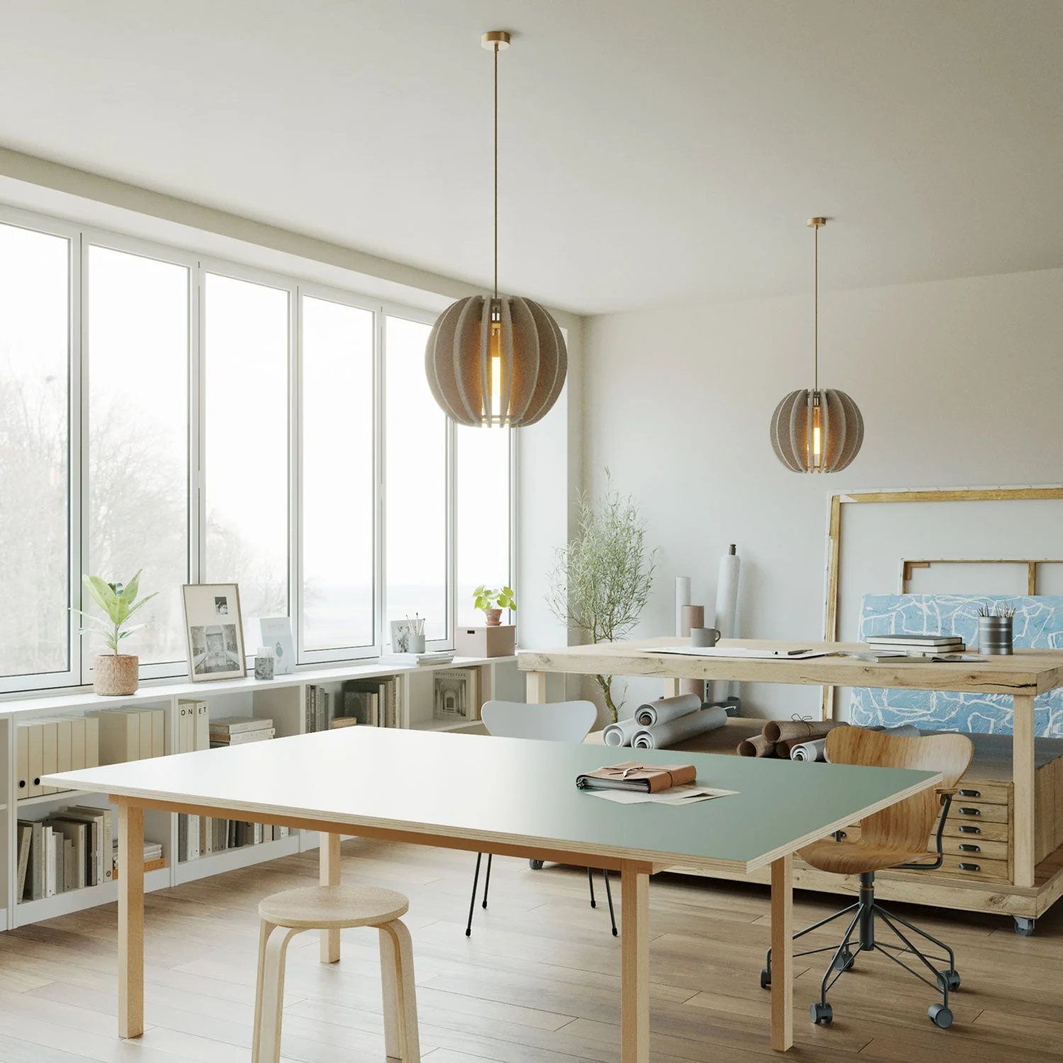 LAMPSHADE – Pendant Lamp with Elliptical Shade – Dove Gray Melange - Image 2