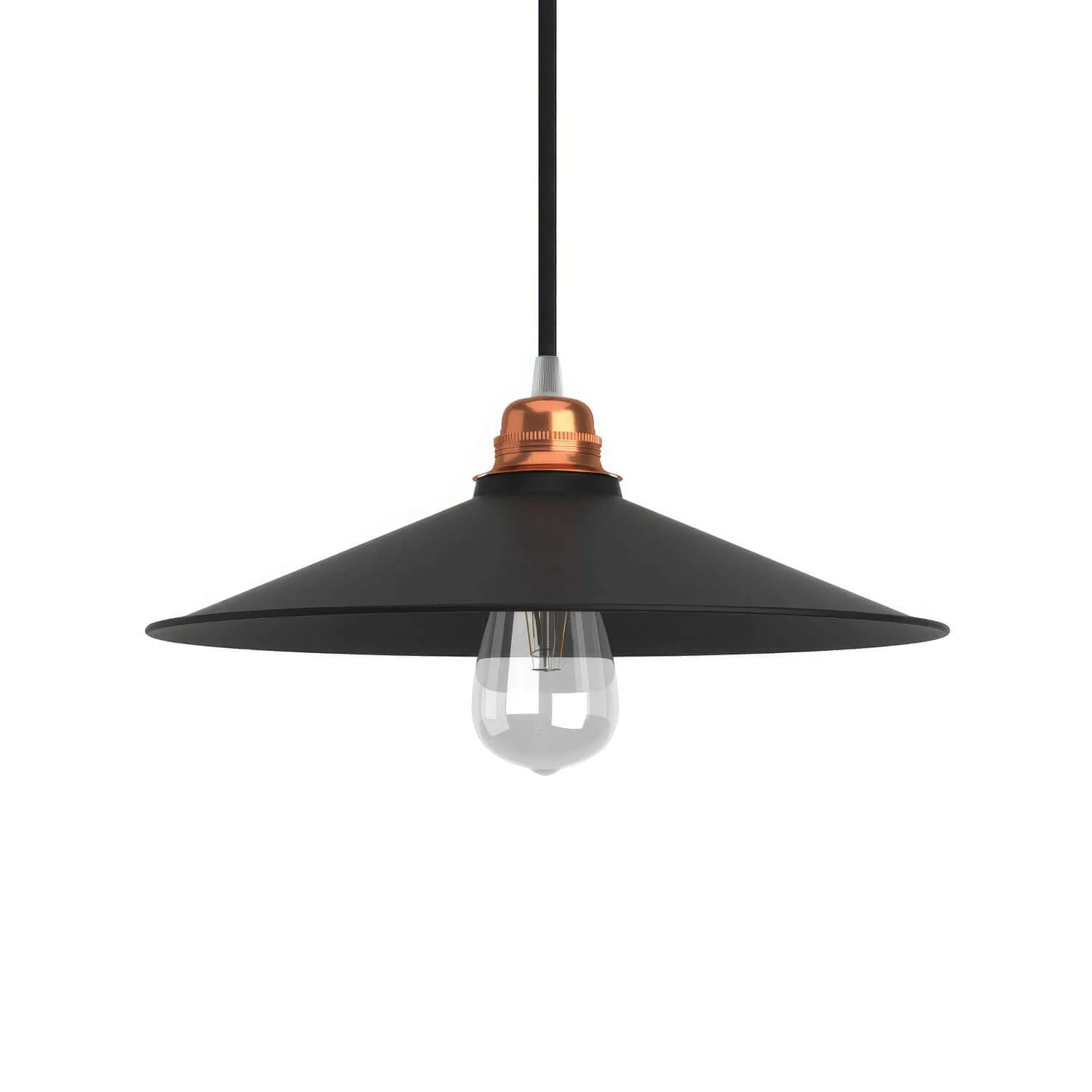 Swing lampshade in enamelled metal with E27 fitting - Black inner Black