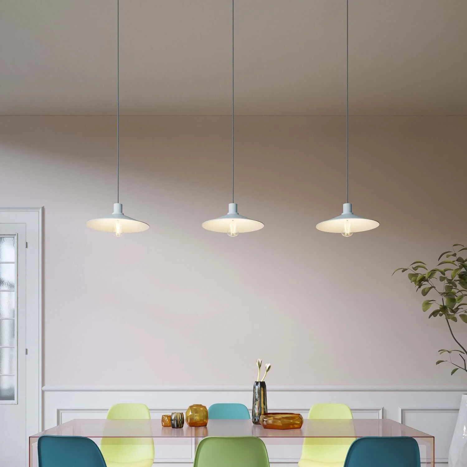 Swing lampshade in enamelled metal with E27 fitting – Powder blue - Image 2