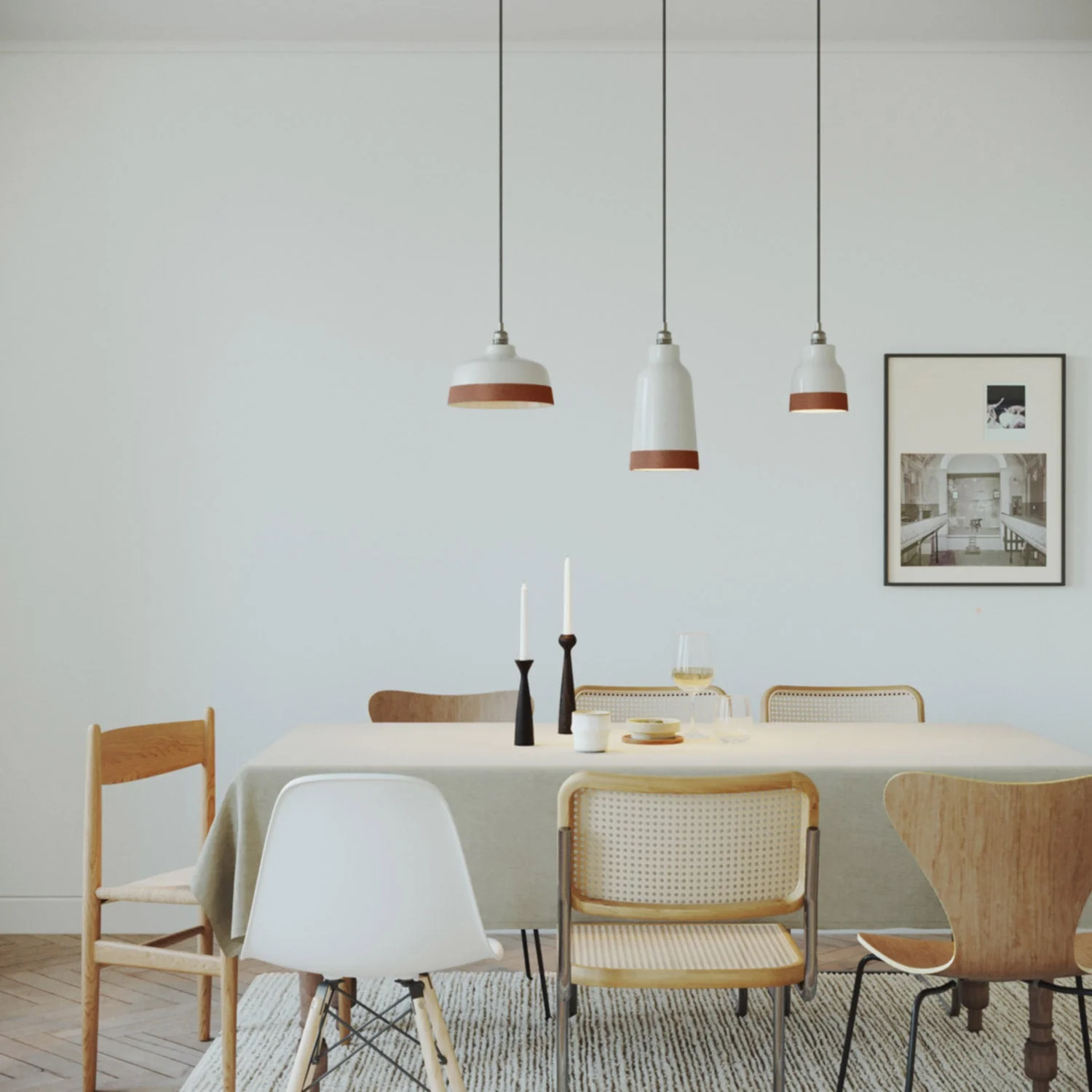 Vaso bicolour ceramic lampshade in White and Terracotta, Materia collection - Made in Italy - Image 3