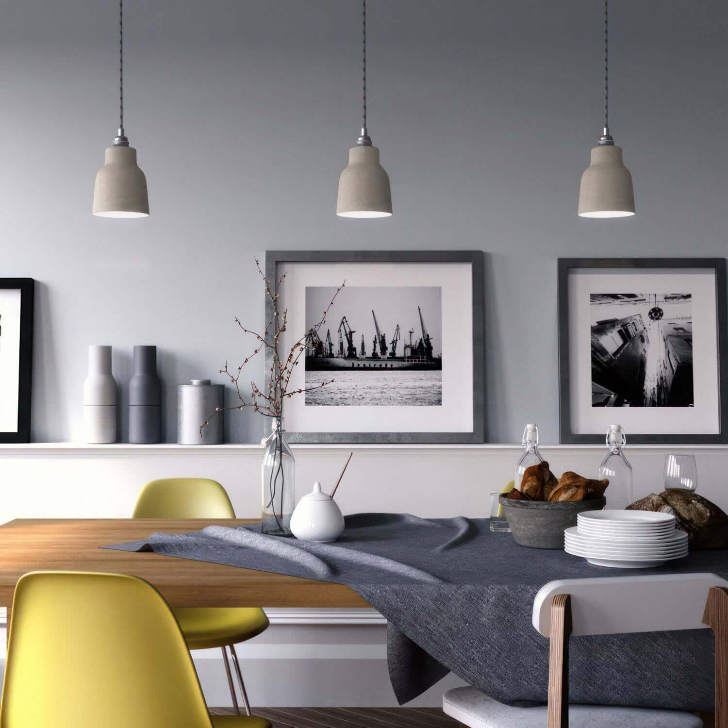 Vaso ceramic lampshade, Materia collection - Made in Italy - Striated dove grey - Image 2