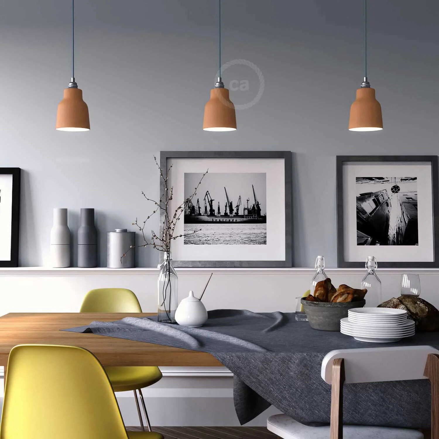Vaso ceramic lampshade, Materia collection - Made in Italy - Striated terracotta - Image 2