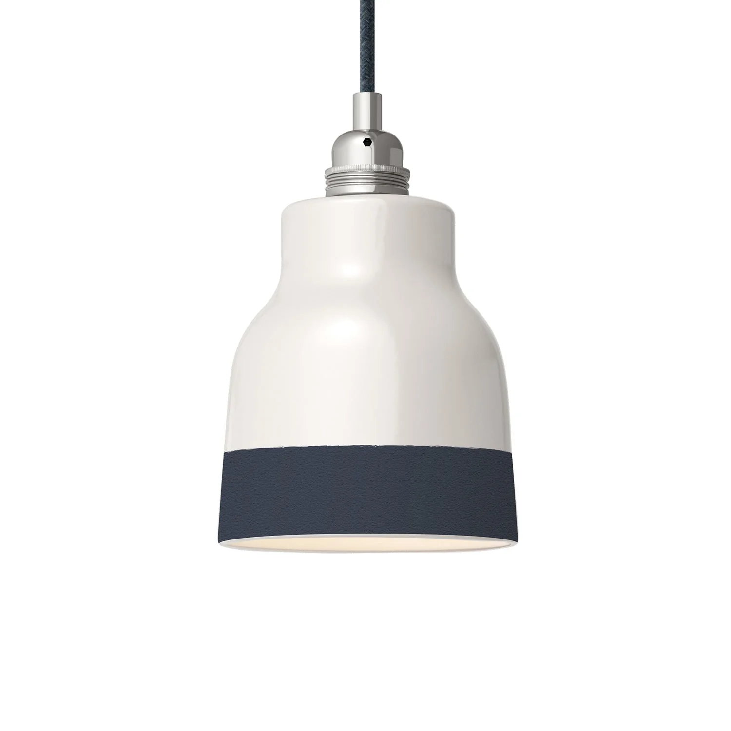 Vase bicolour ceramic lampshade in White and Petrol Blue, Materia collection - Made in Italy
