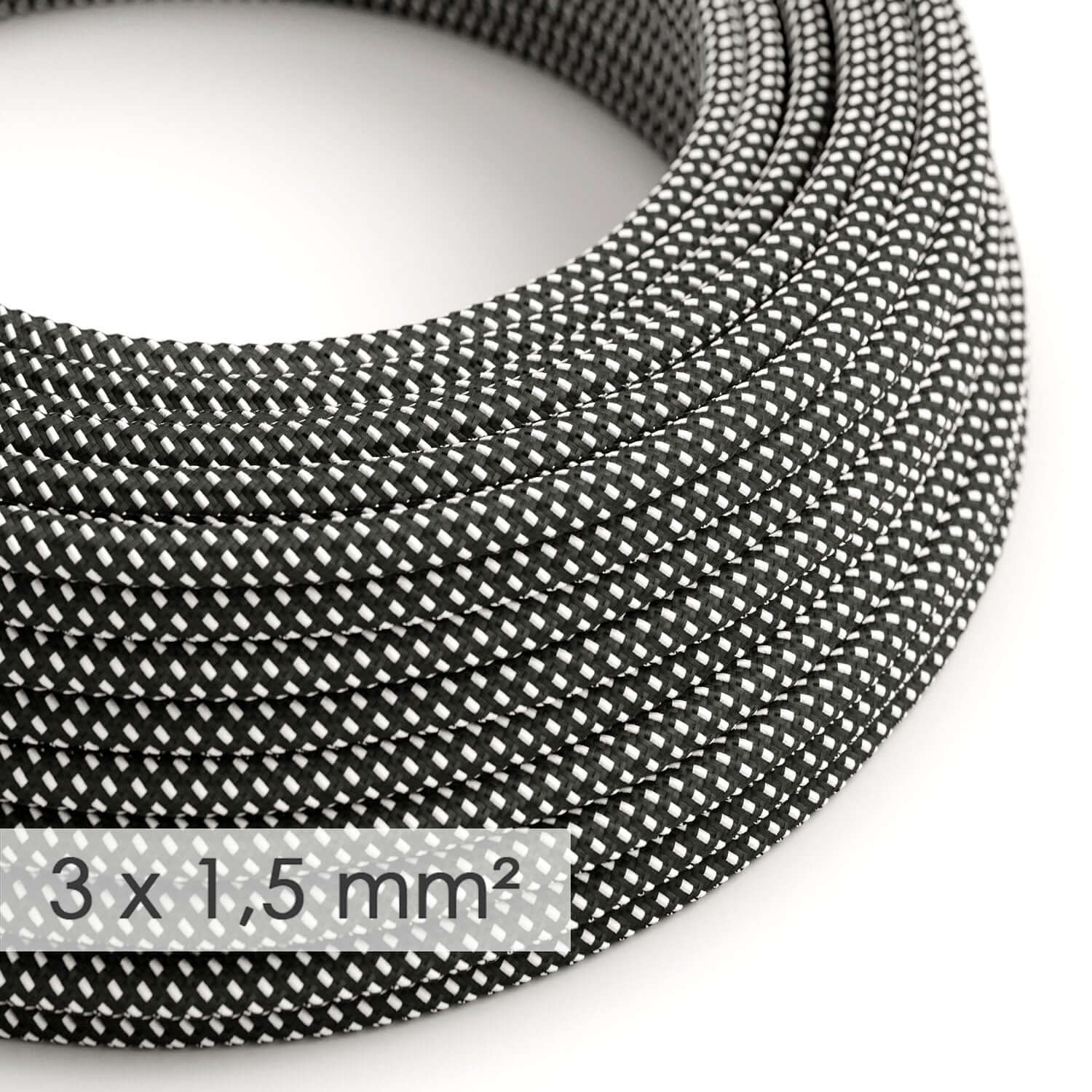 Large section electric cable 3x1.50 round - 3D silk effect fabric in relief Stars RT41