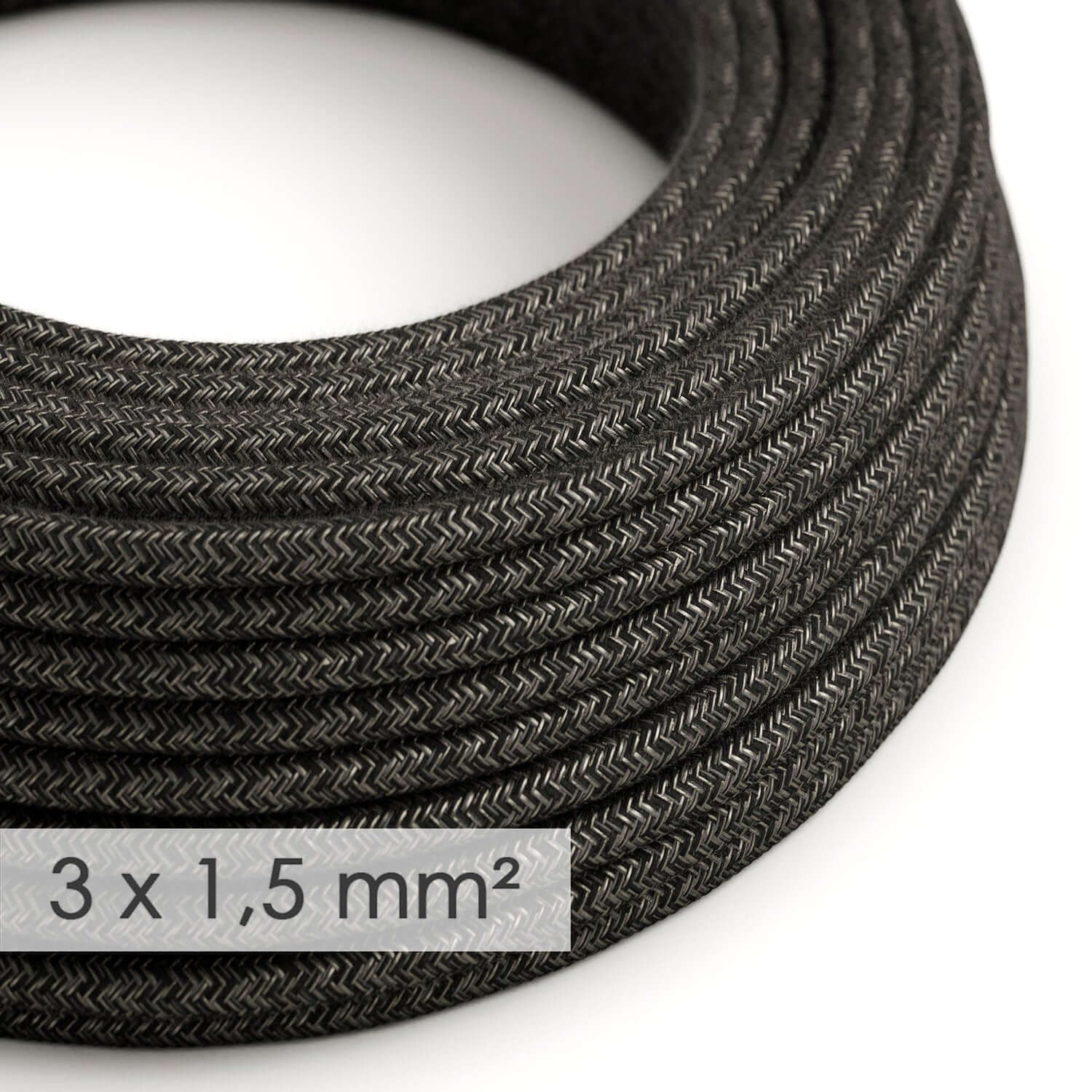 Large-section 3x1.50 round electric cable - natural linen Anthracite RN03