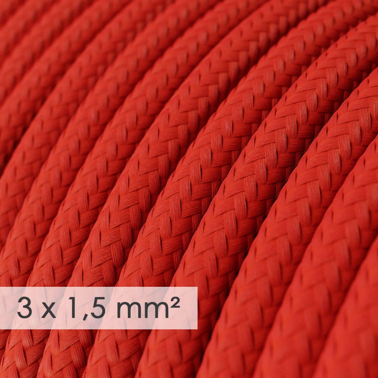 Large section round electric cable 3x1.50 - silk-effect fabric Red RM09 - Image 2