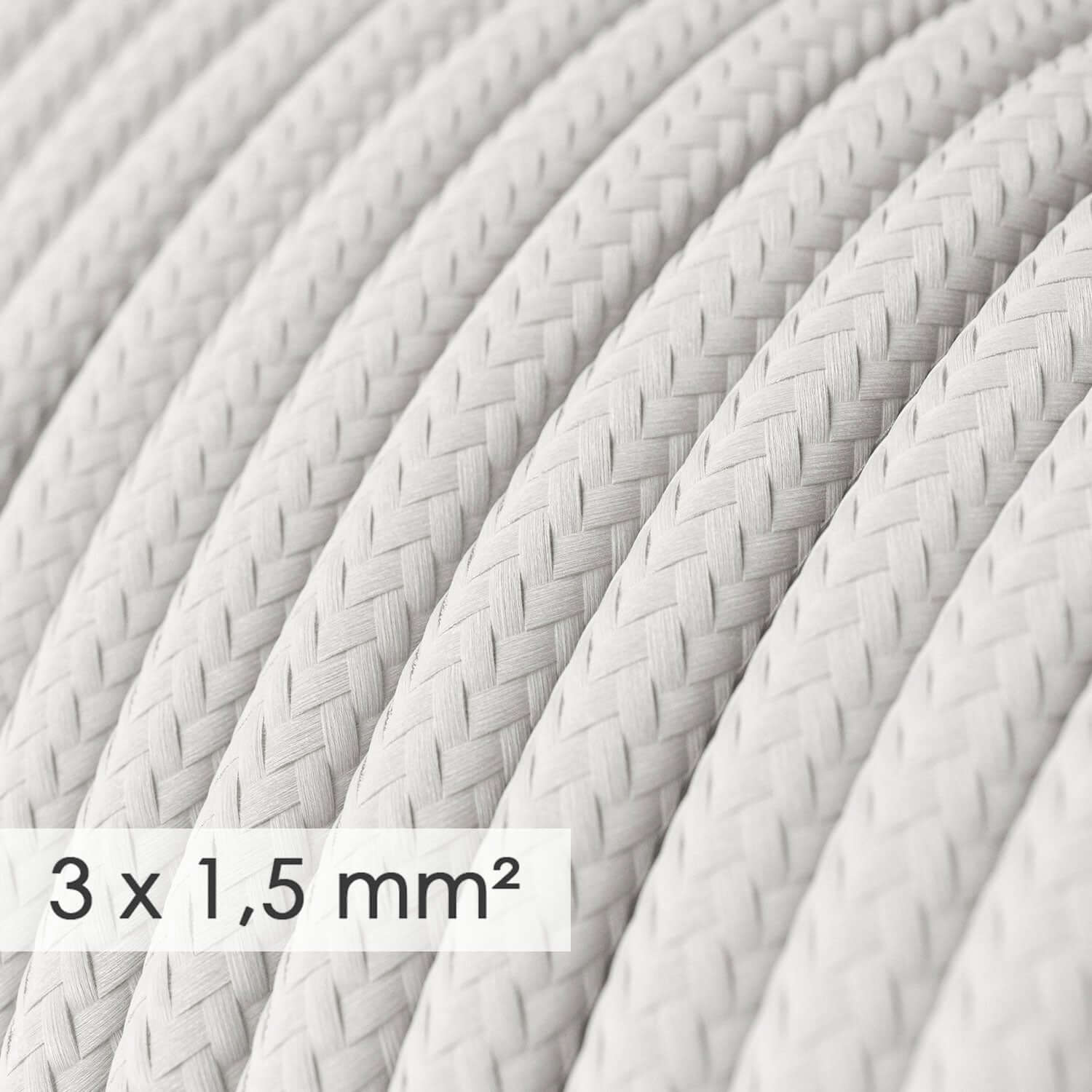 3x1.50 large section round electric cable β white silk effect fabric RM01 - Image 2
