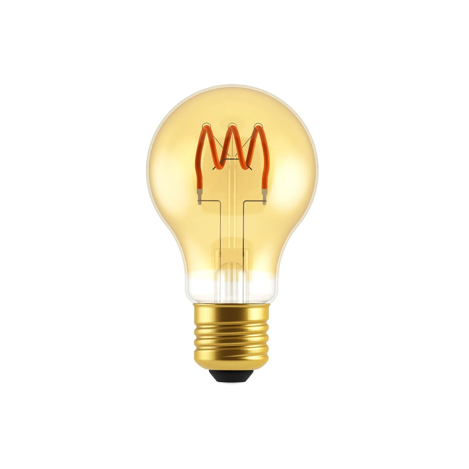 Amber A19 LED Light Bulb 3.8W 136Lm E26 2000K Dimmable - A19 Looping Filament