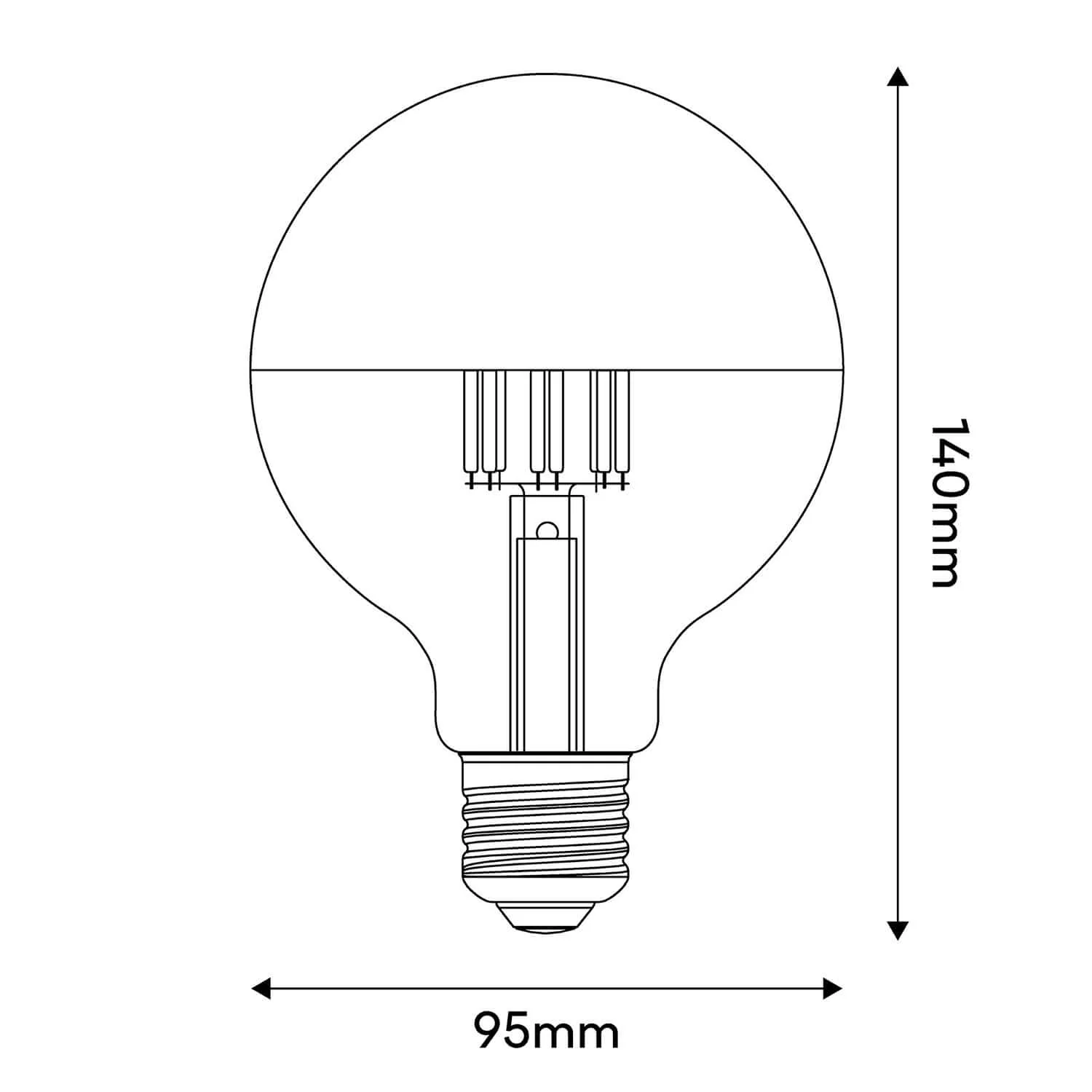 LED Light bulb Half Sphere Copper Globo G95 7W 650Lm E27 2700K Dimmable – A24 - Image 3