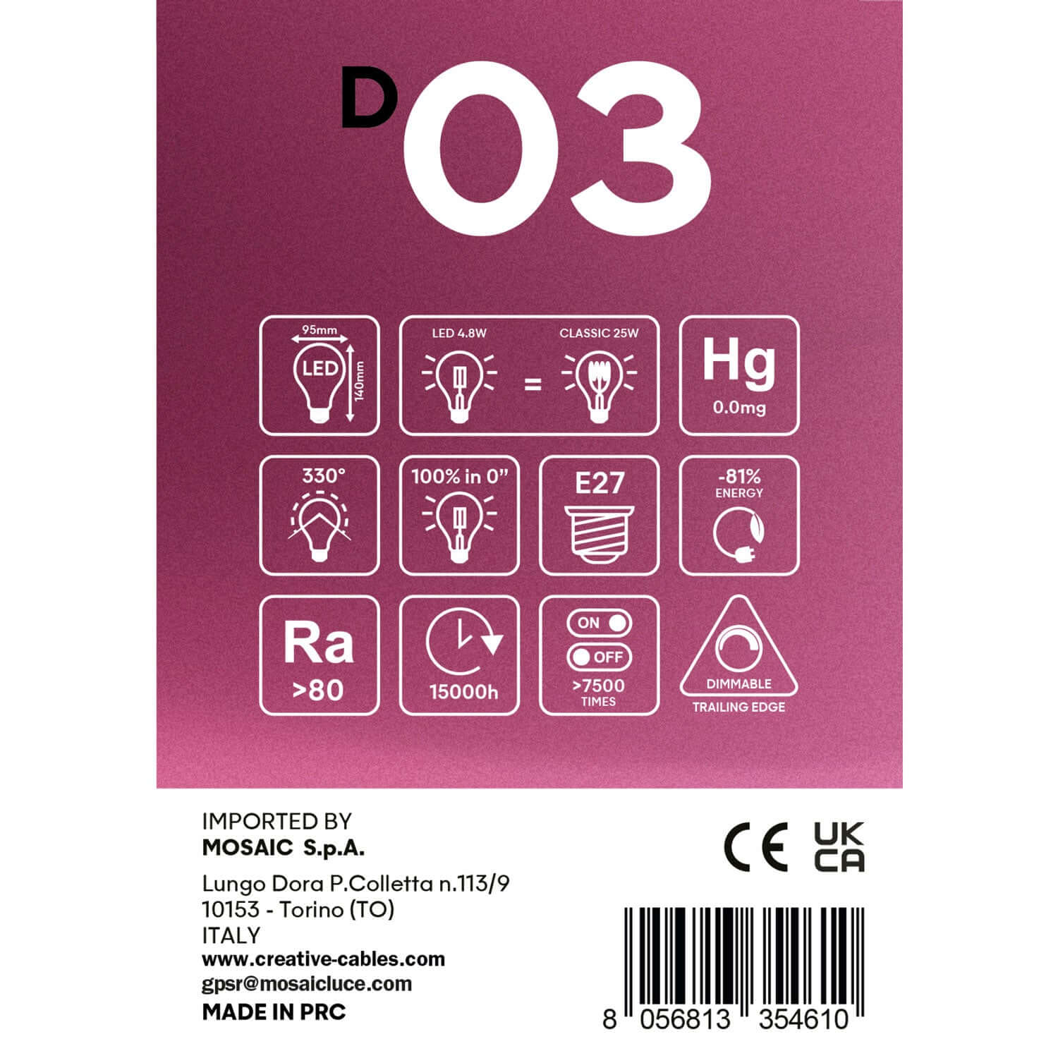 LED light bulb Smoky Globe G95 4.8W 250Lm E27 1800K Dimmable - D03 - Image 5