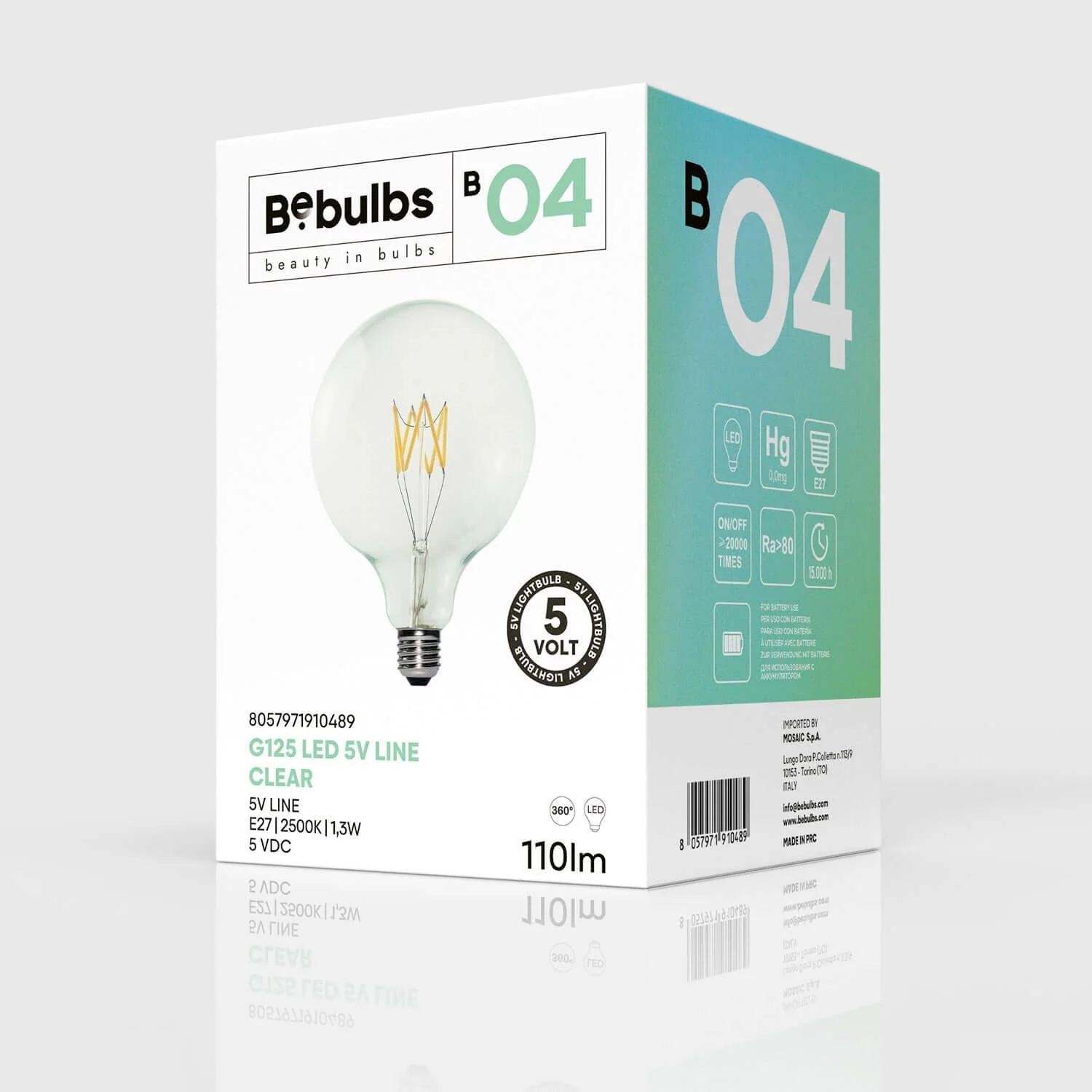 B04 transparent LED light bulb Line 5V Short filament Globe G125 1.3W E27 Dimmable 2500K - Image 4
