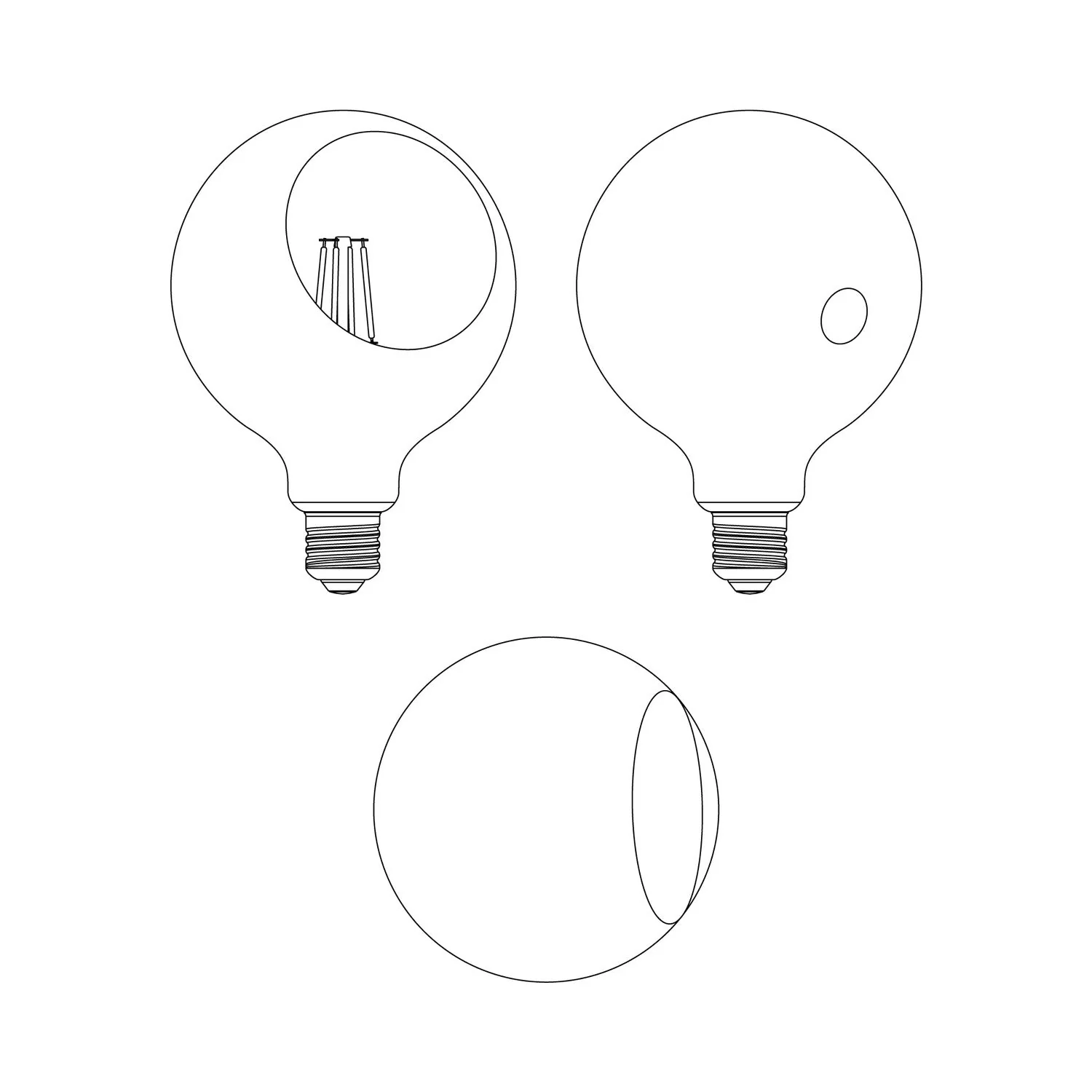 Camo LED Light bulb G125 4.8W 806Lm E27 2700K Dimmable - Black - Image 4