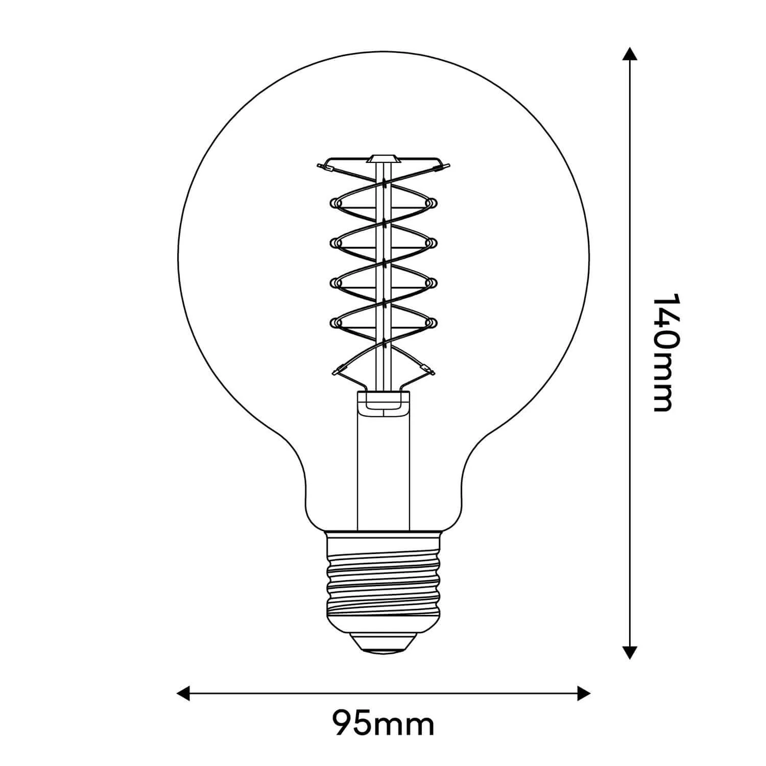 LED Filament Light bulb White Globe G95 5.9W 500Lm E27 2700K Dimmable - W03 - Image 3