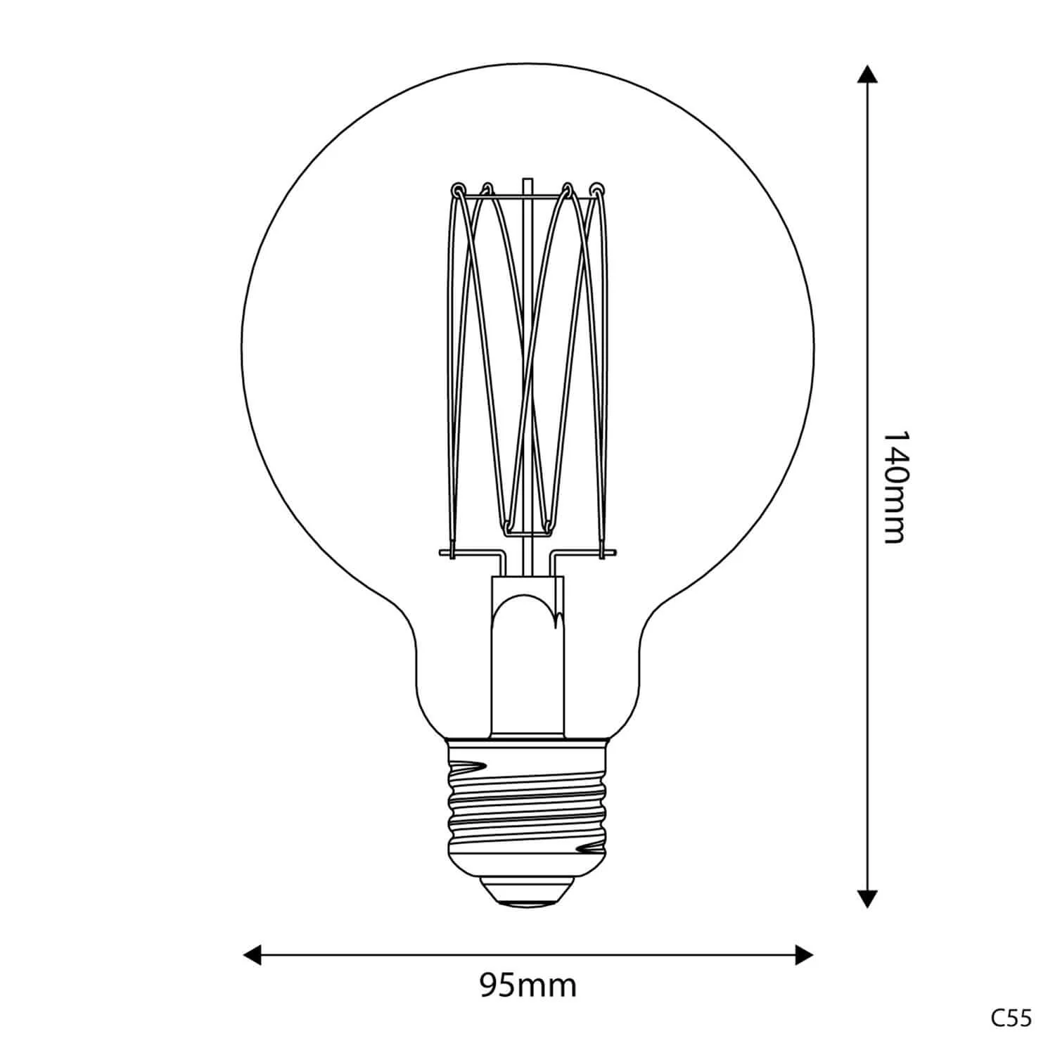Gold LED Carbon Line vertical filament Globe G95 7W 640Lm E27 2700K Dimmable light bulb - C55 - Image 3