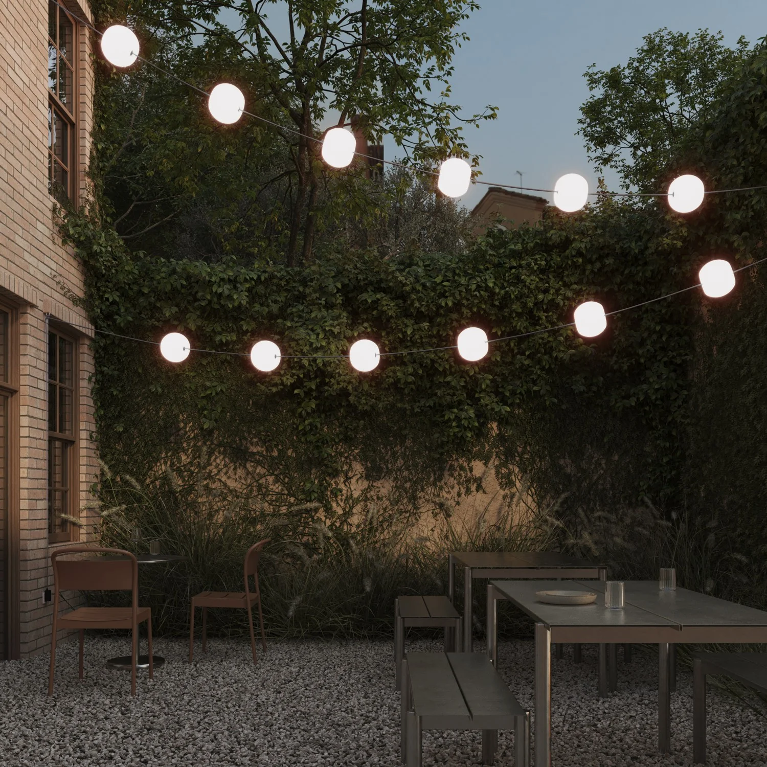 Outdoor string light 12 light points IP67 Grey - Marina12 Cherry - Image 2