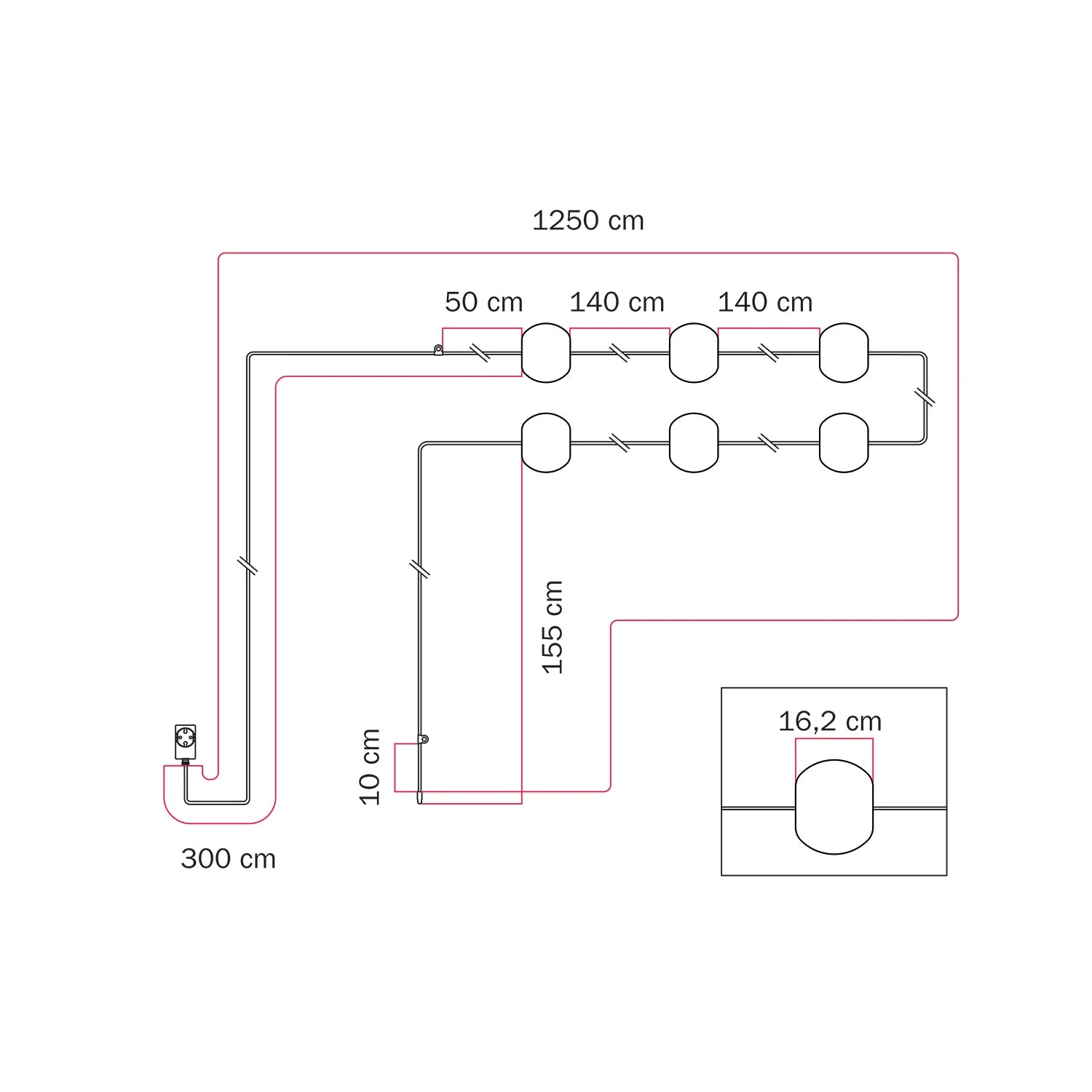 Outdoor light chain with 6 light points IP67 Sand White - Marina6 Cherry - Image 16