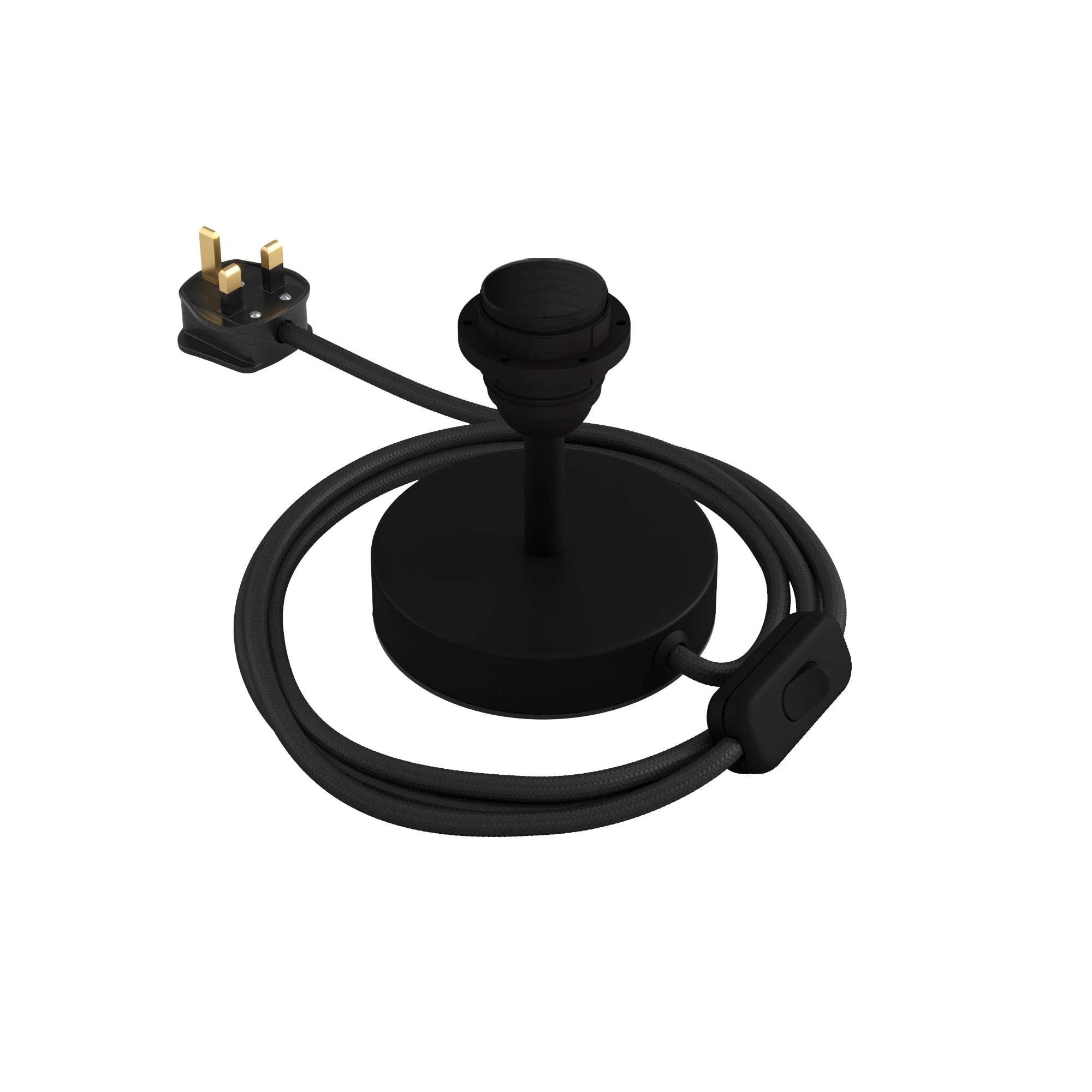 Lamp riser for lampshade - Metal table lamp with UK plug - Matte black