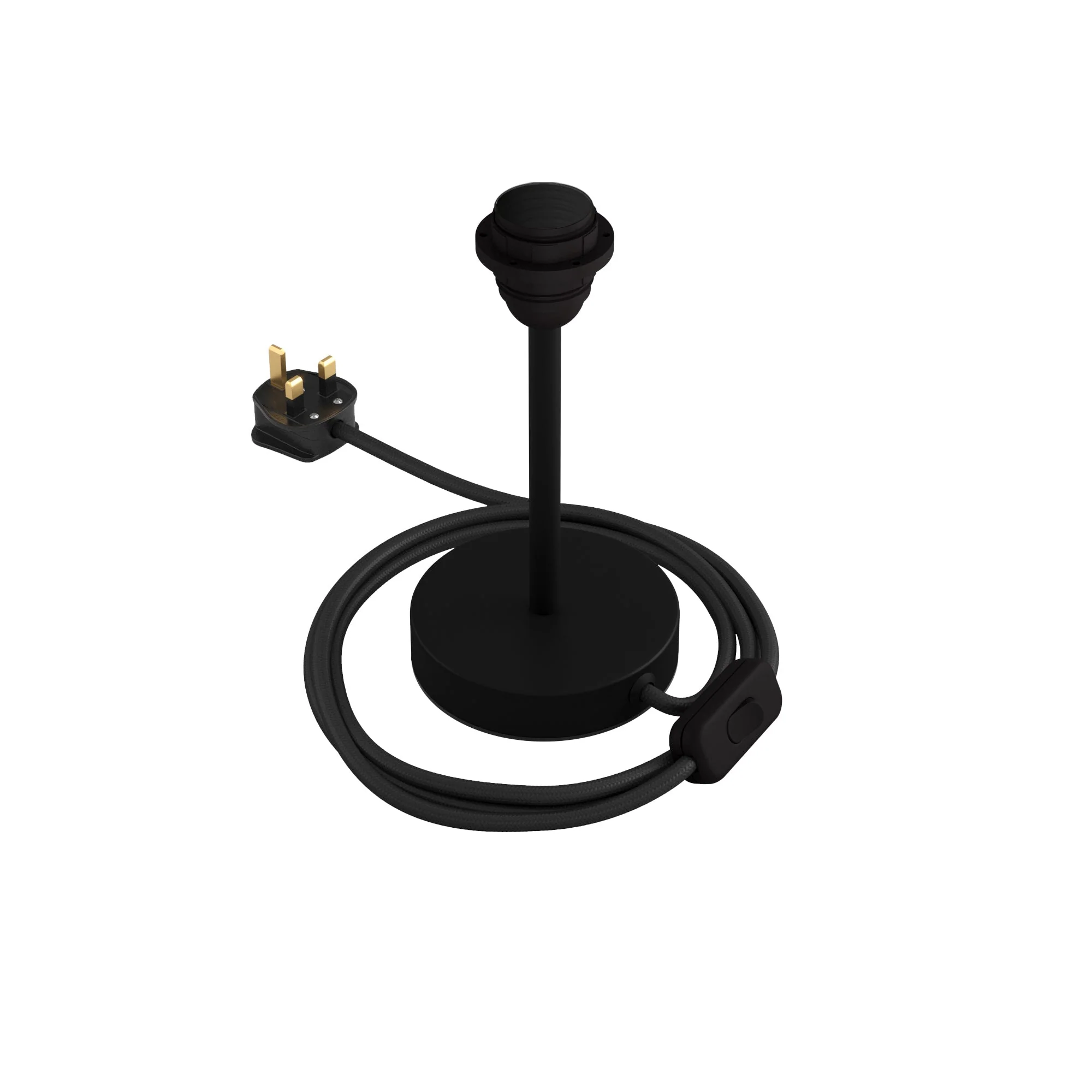 Lamp riser for lampshade - Metal table lamp with UK plug - Matte black - Image 6