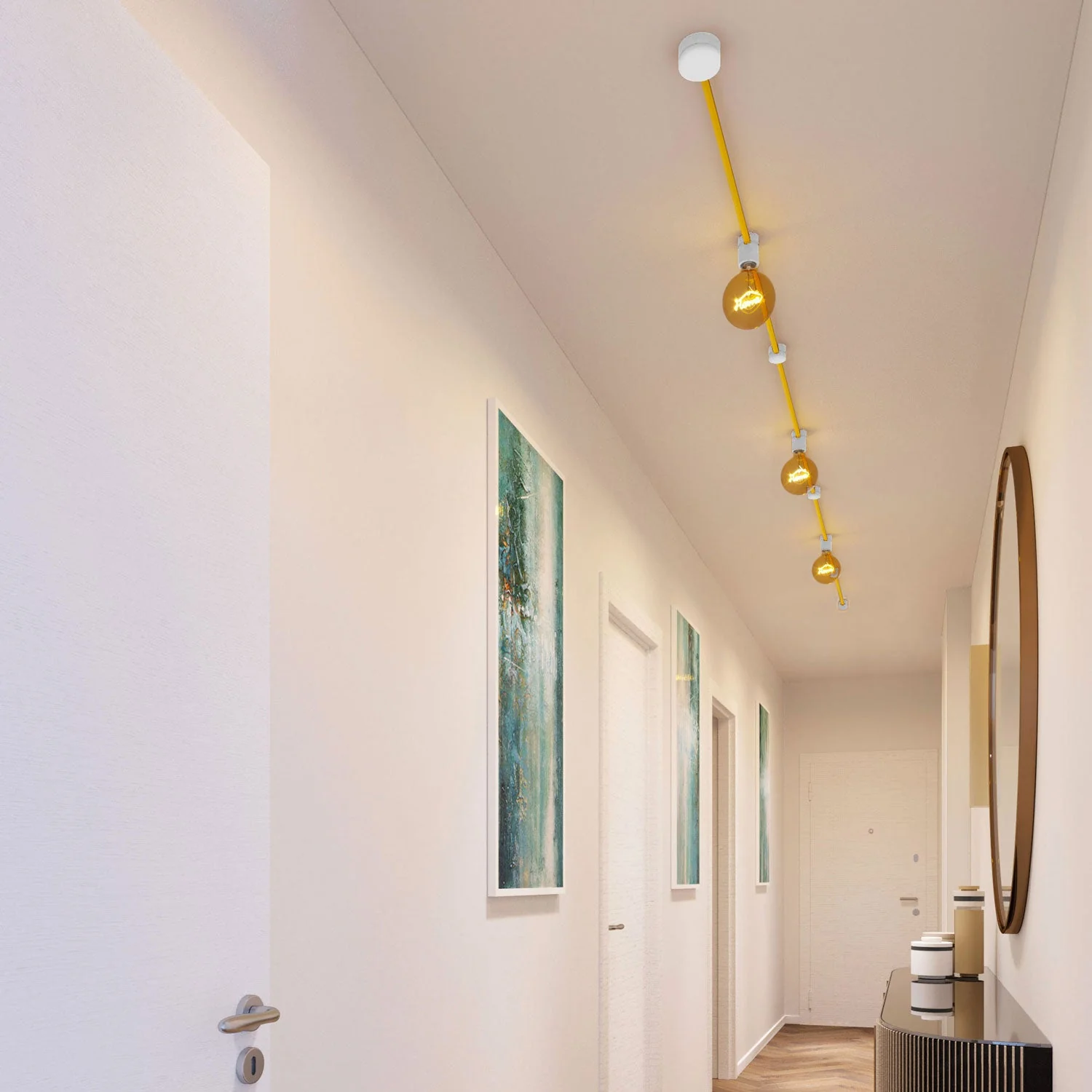 Filé Linear Kit system - with 5 m CM10 cable for string light and 7 white painted wooden components for interiors - Image 2