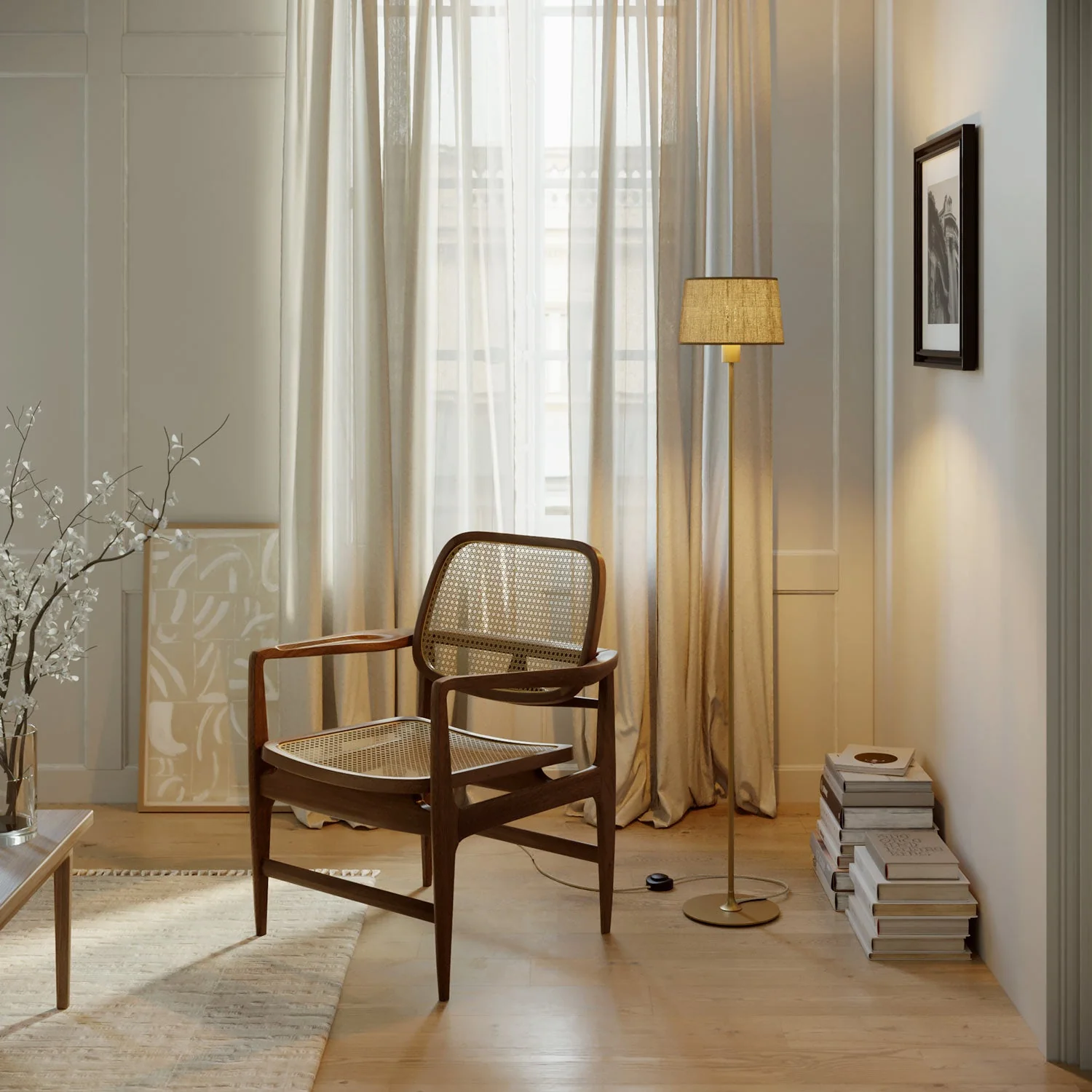 MAG-Y floor lamp with Athena fabric shade - Brushed Bronze - Image 2