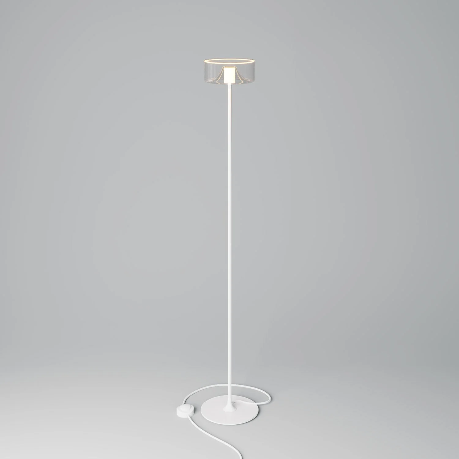 MAG-Y floor lamp with round metal base and Ghost LED bulb - Matt white