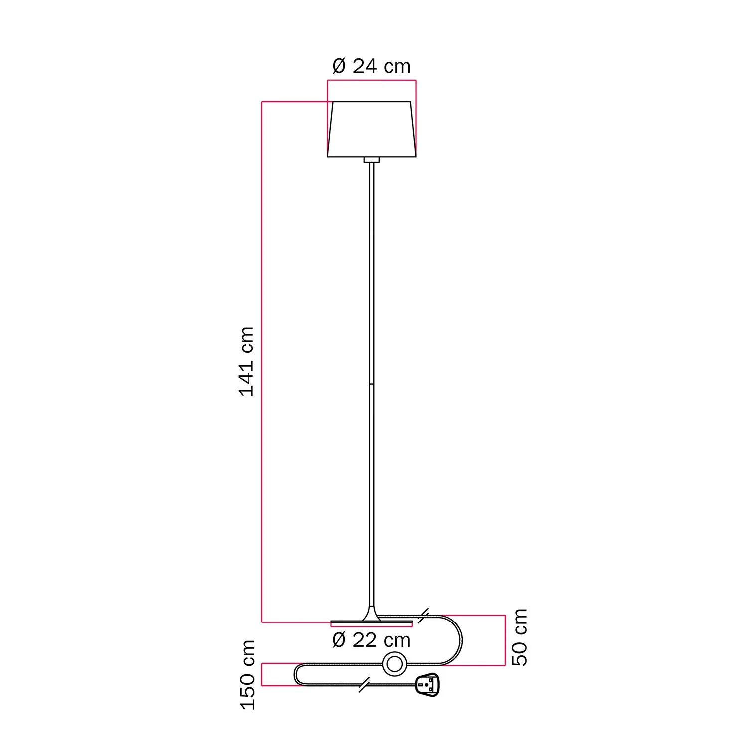 MAG-Y floor lamp with round metal base, Athena lampshade and UK plug - Satin bronze - Image 5