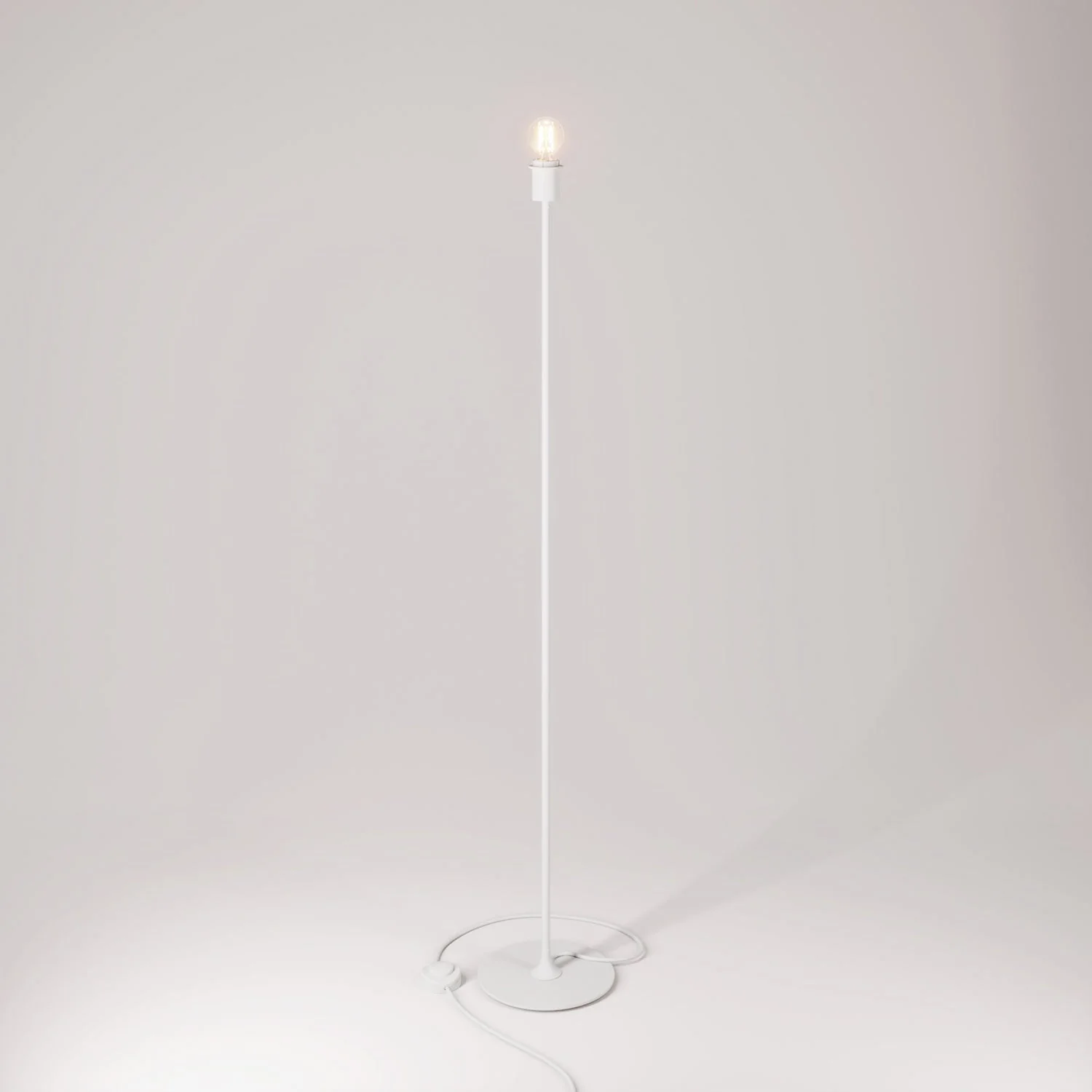 MAG-Y floor lamp with round metal base pre-fitted for lampshade and UK plug - Matt white