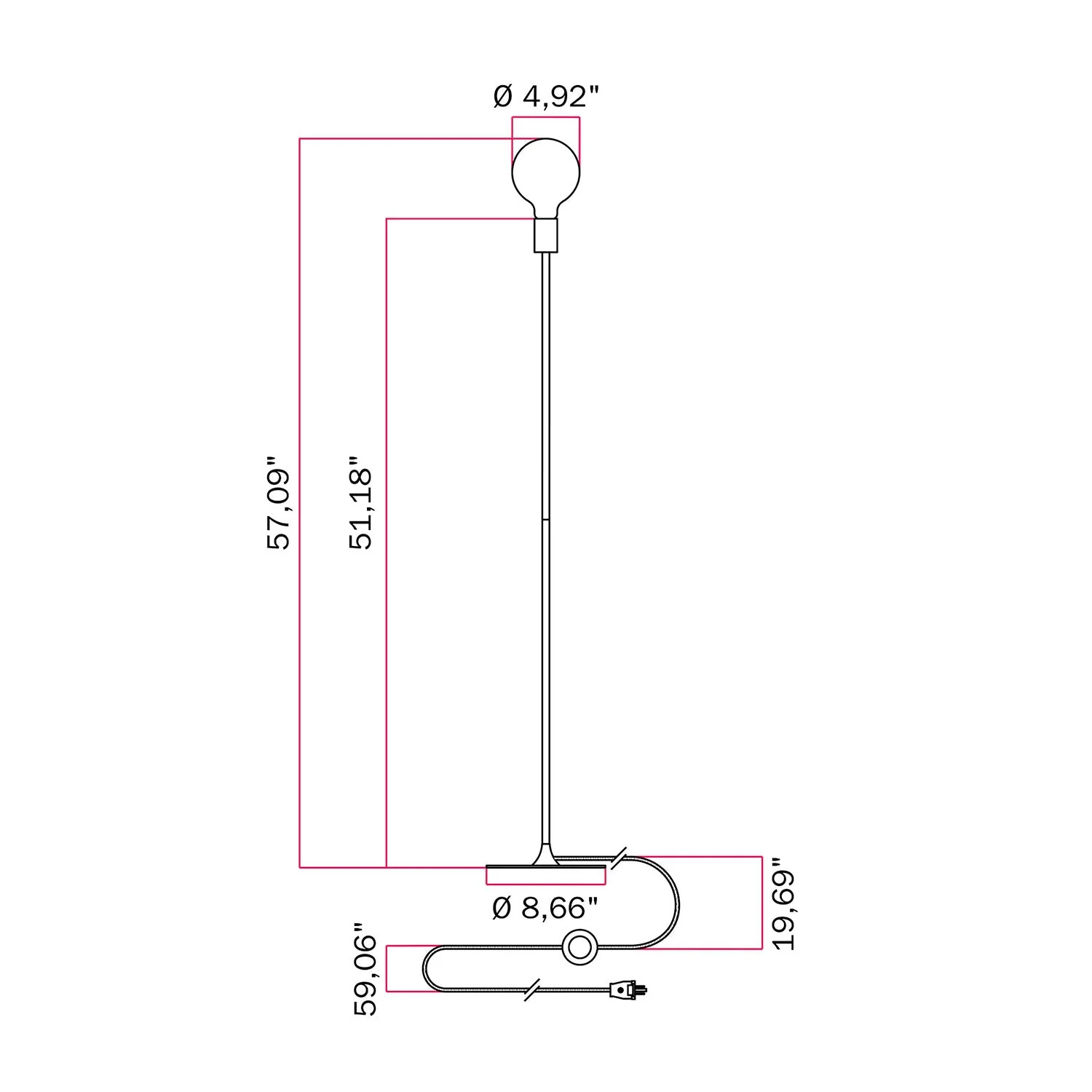 MAG-Y floor lamp with visible bulb - Brushed bronze - Image 5