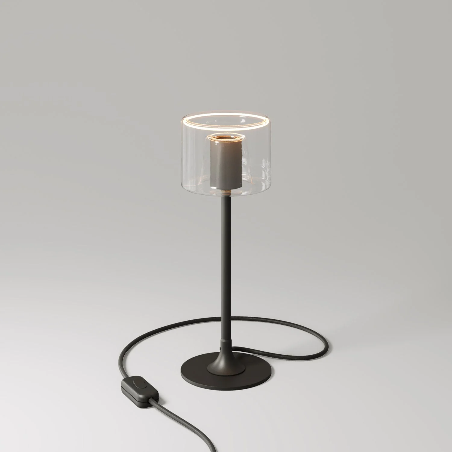 MAG-Y table lamp with round metal base and clear Ghost G03 bulb - Black