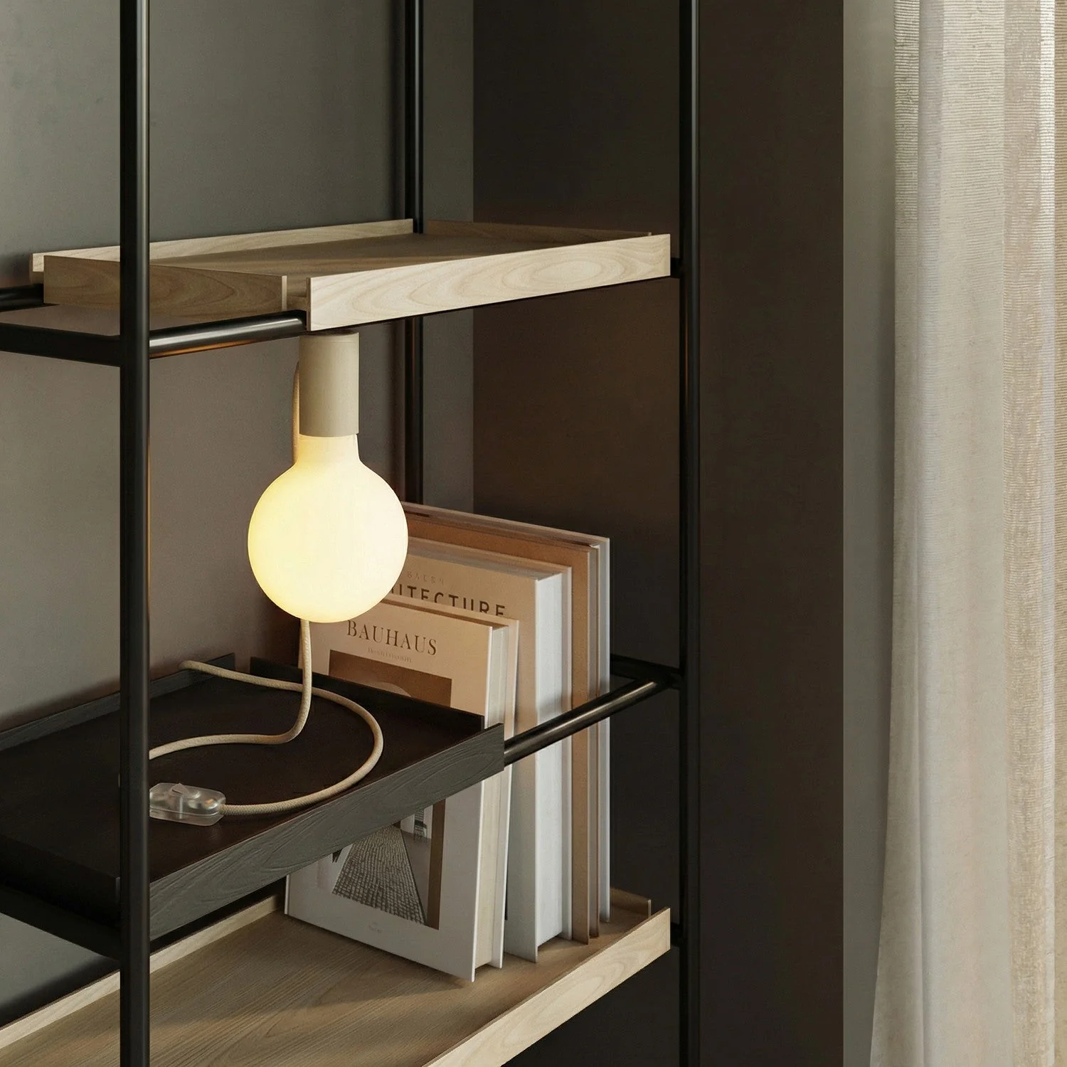 Magnetic plug-in lamp with E27 socket - Cream - Image 2