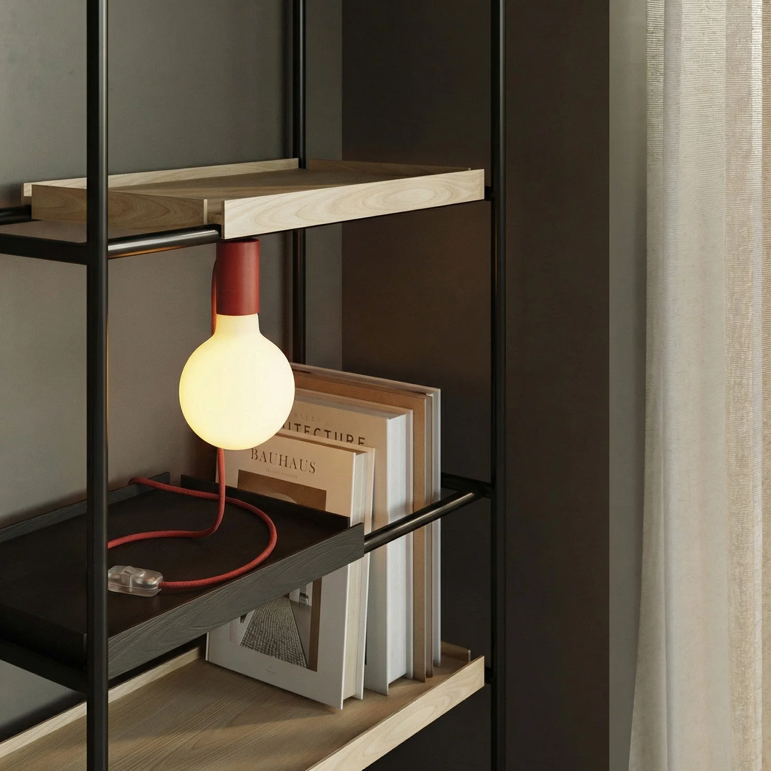 Magnetic plug-in lamp with E27 socket - Red - Image 2