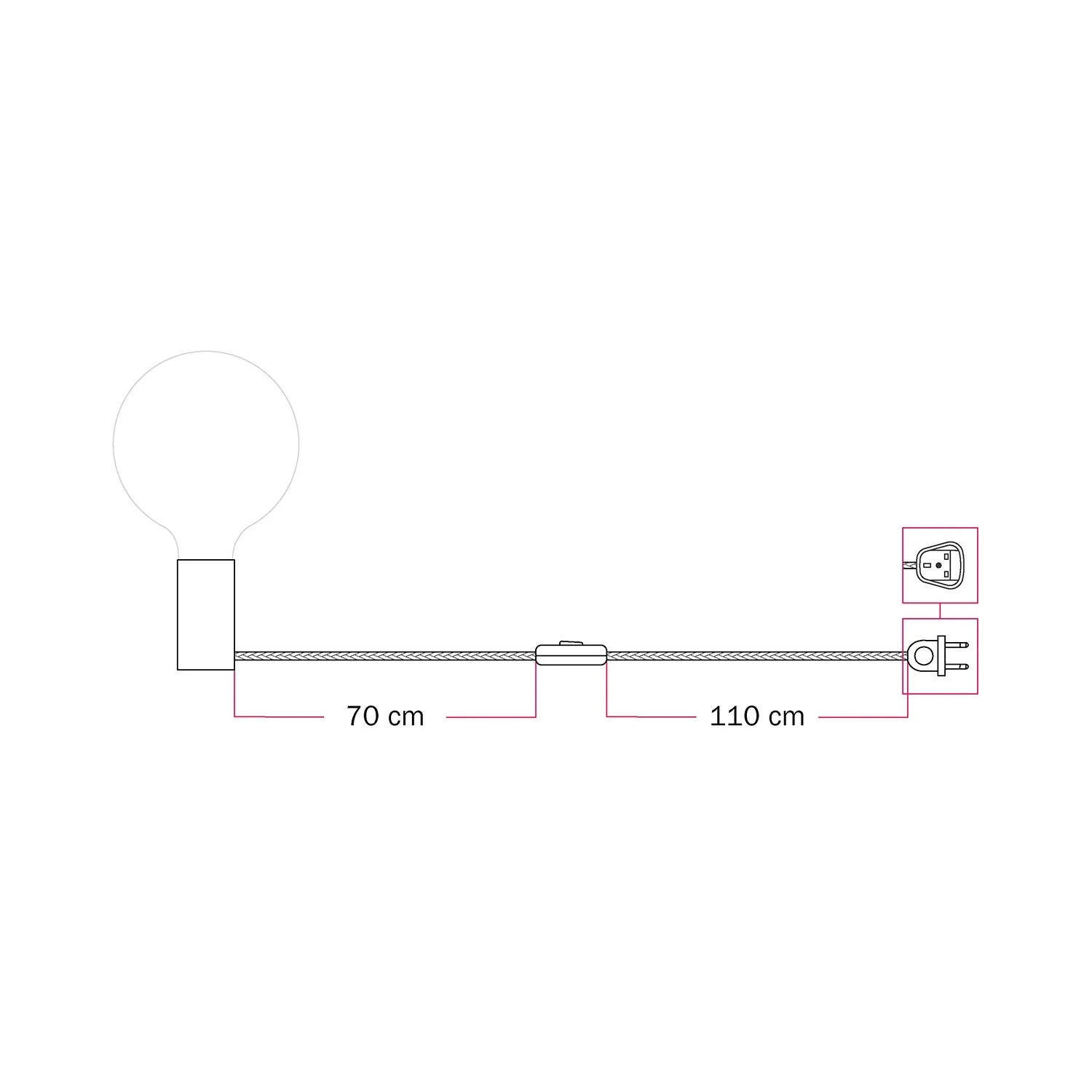 Magnetic plug-in lamp with E27 socket and UK plug - Grey - Image 3