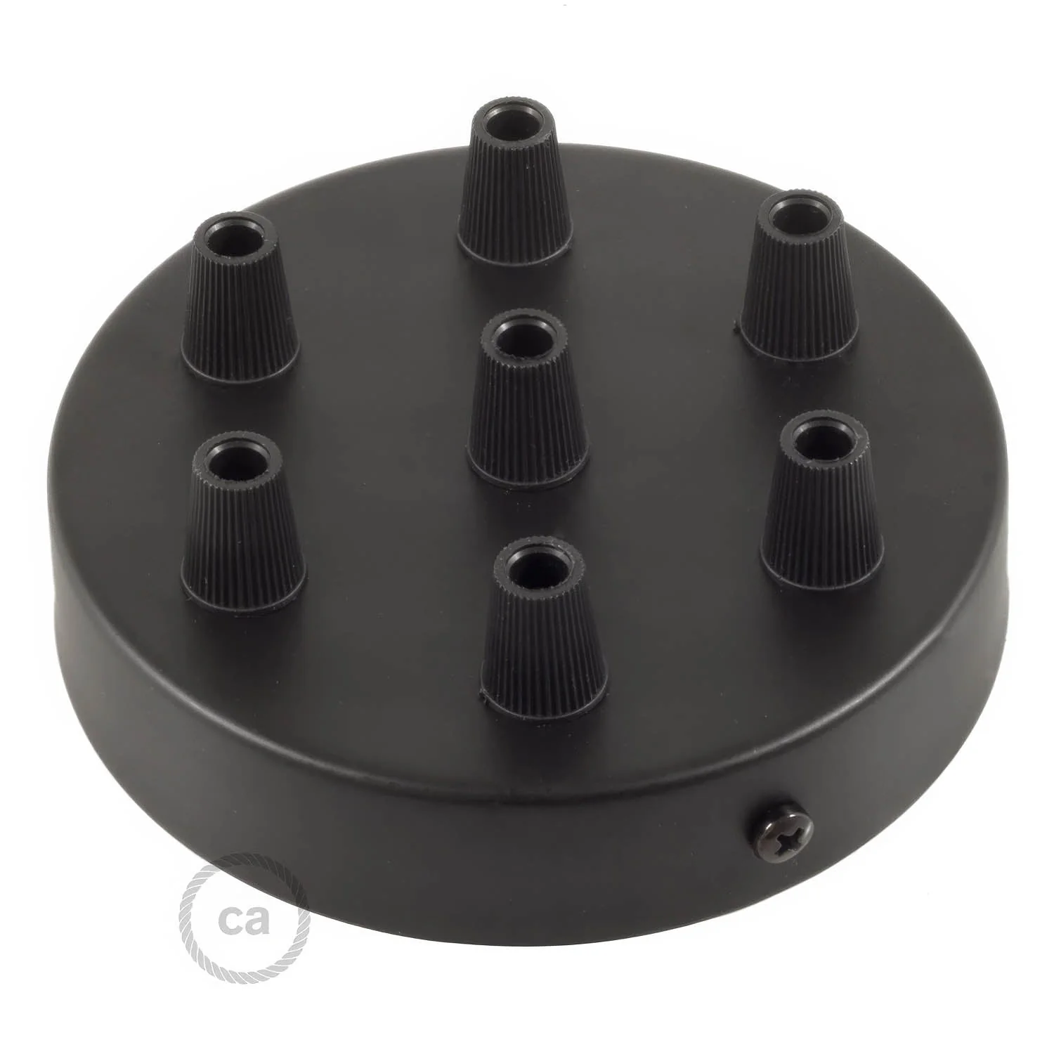 Cylindrical ceiling rose kit in metal with 7 holes - Black - Image 2