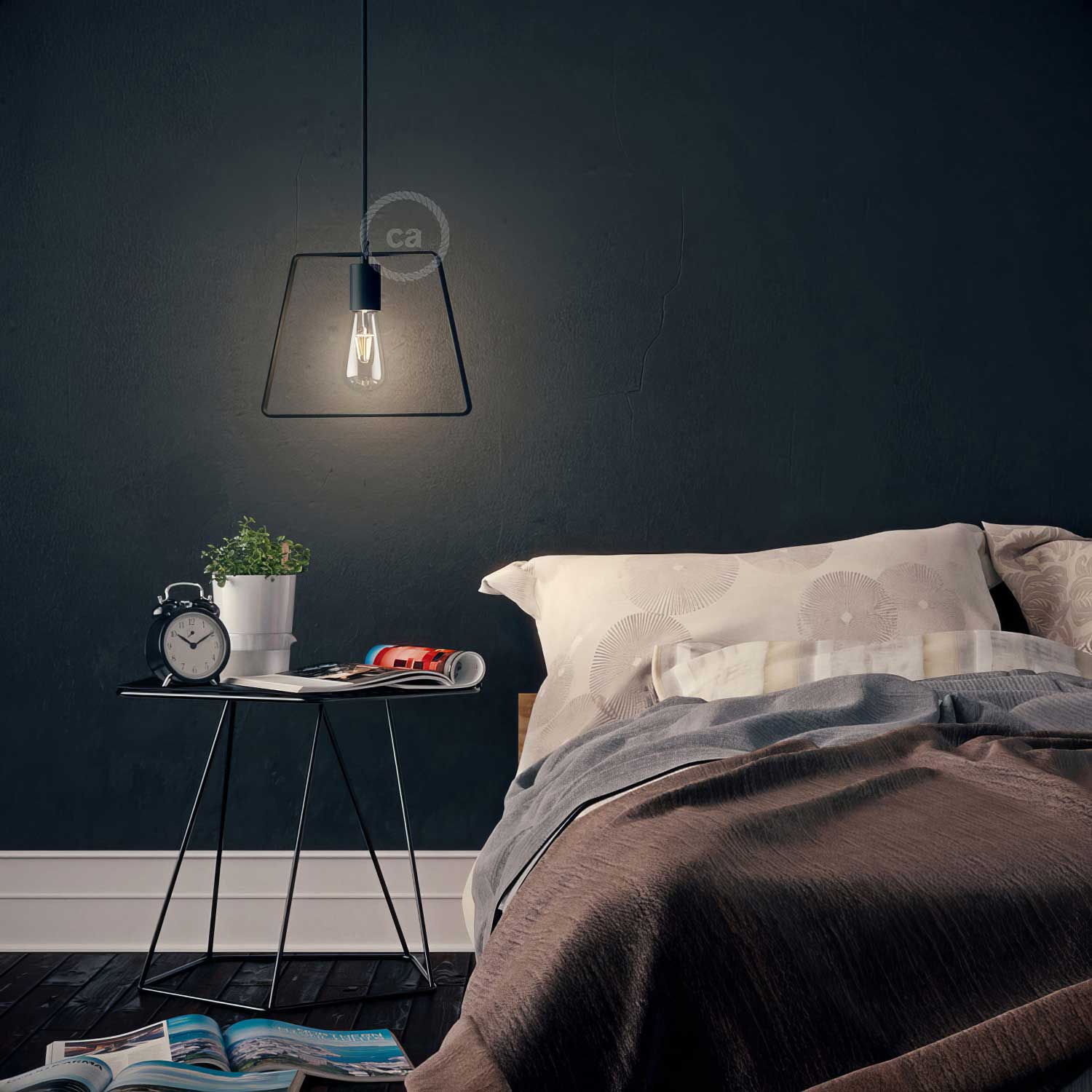 Metal Duedì Base lampshade with metal socket cover and E26 socket – Black - Image 2
