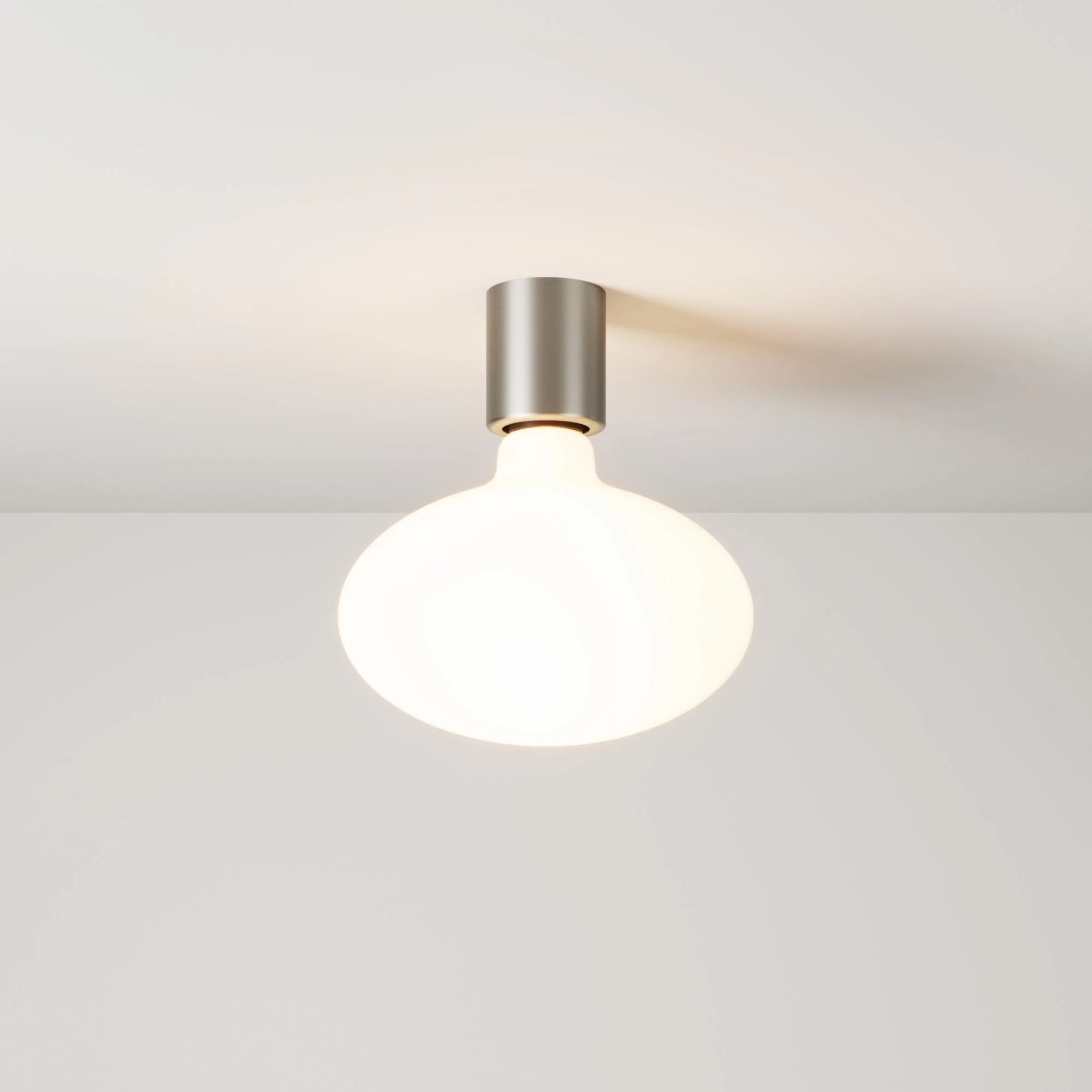 Metal wall light with LED Ellipse porcelain effect light bulb - Satin titanium