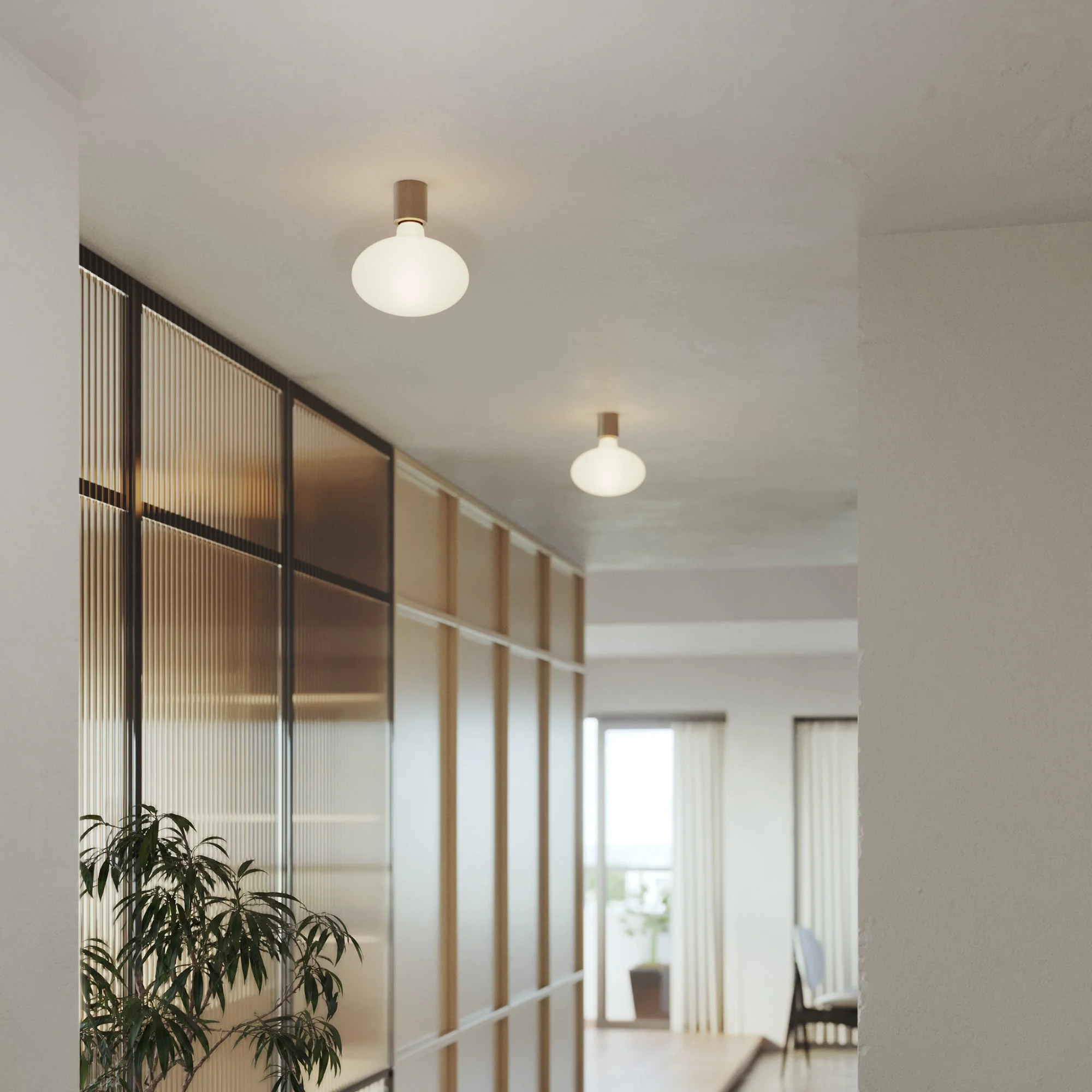 Metal wall light with LED Ellipse porcelain effect light bulb - Satin titanium - Image 2