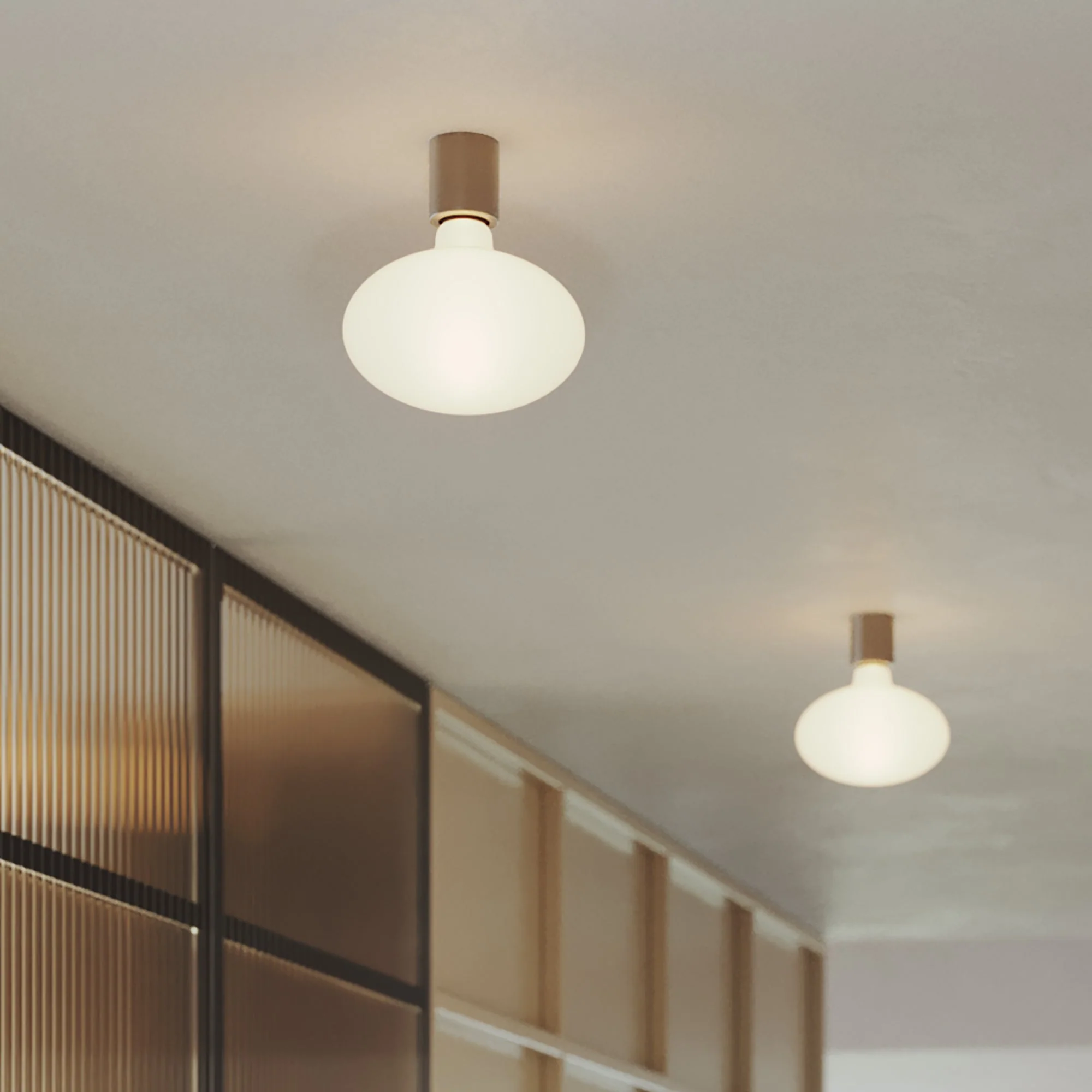 Metal wall light with LED Ellipse porcelain effect light bulb - Satin titanium - Image 3