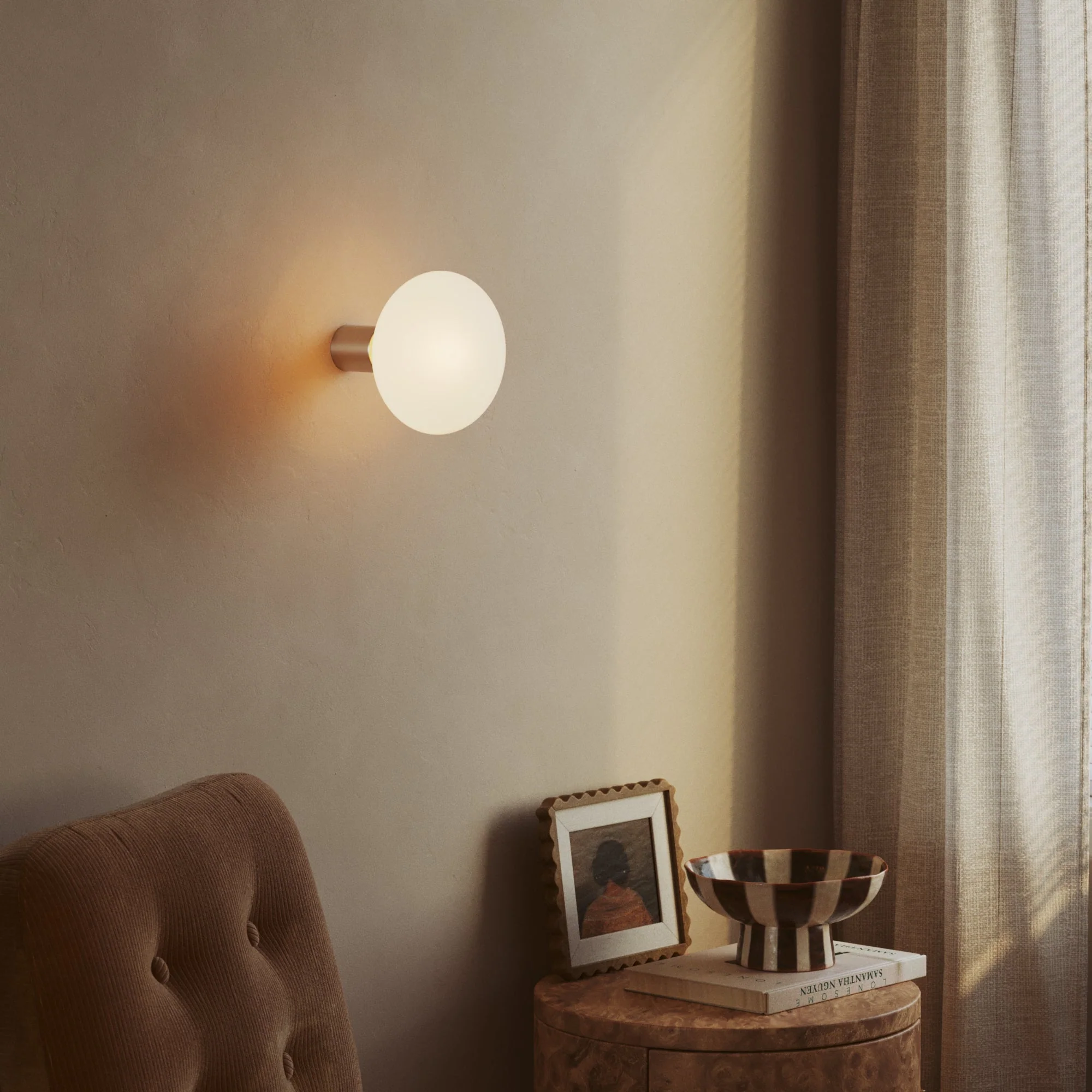 Metal wall light with LED Ellipse porcelain effect light bulb - Satin titanium - Image 4