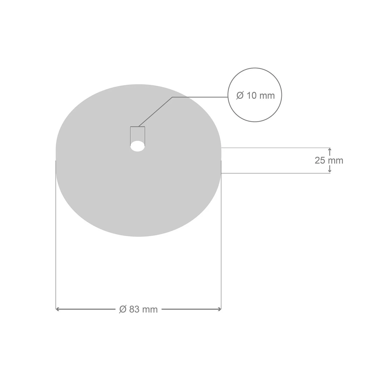 Mini cylindrical metal ceiling rose kit with 1 central hole - Matt white - Image 4