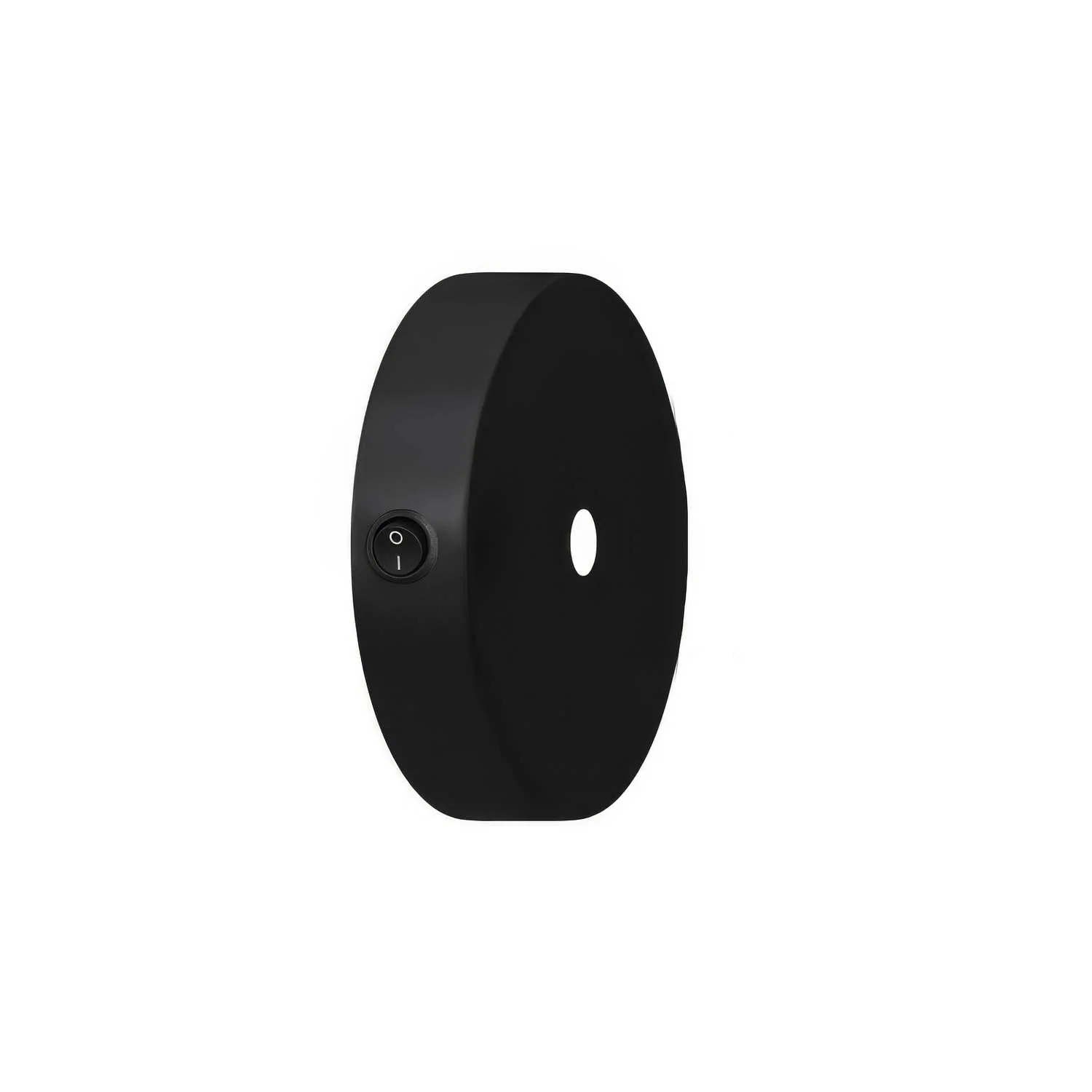 Mini cylindrical ceiling rose kit in metal with switch – Black