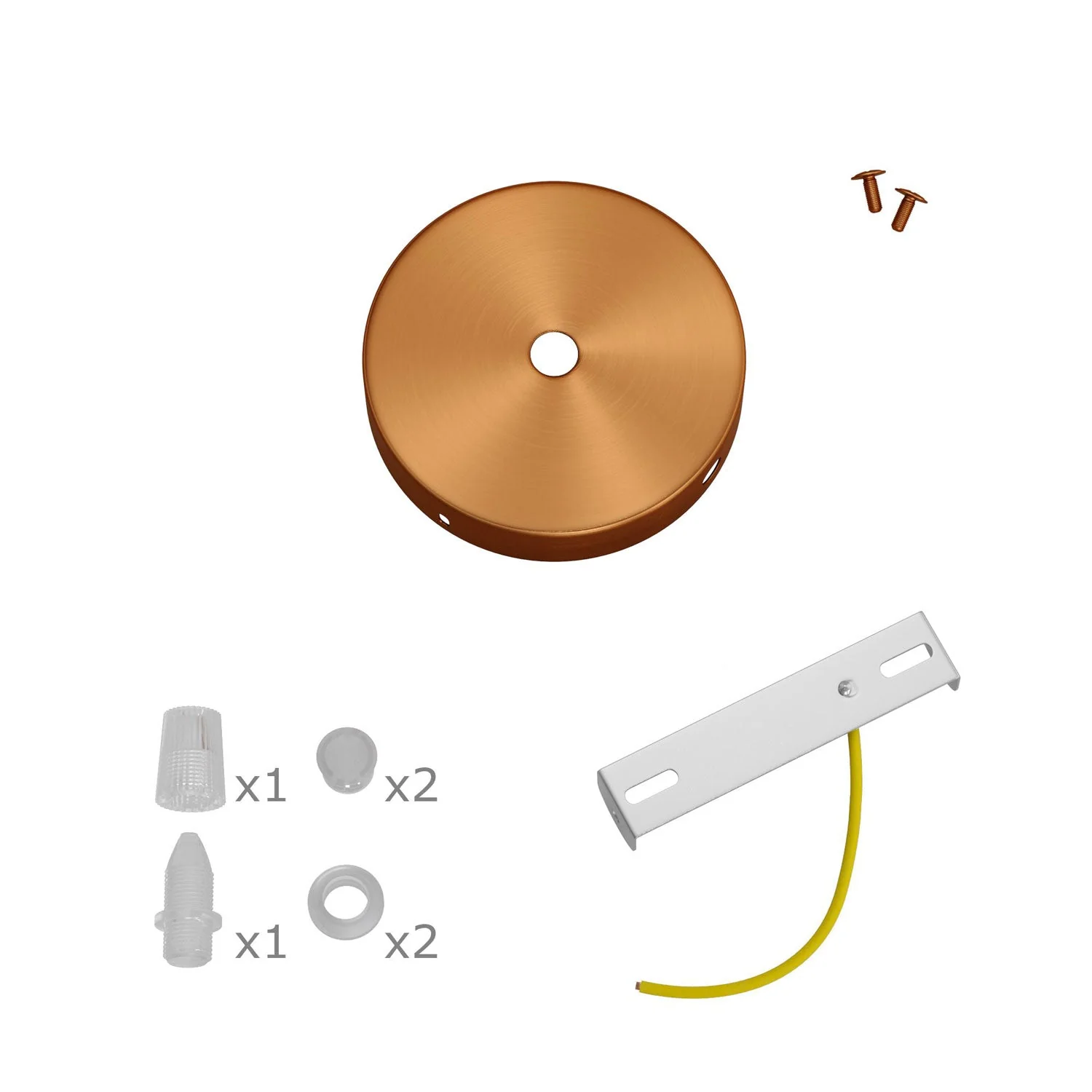 Mini cylindrical ceiling rose kit in metal with 1 central hole and 4 side holes - Satin copper - Image 3
