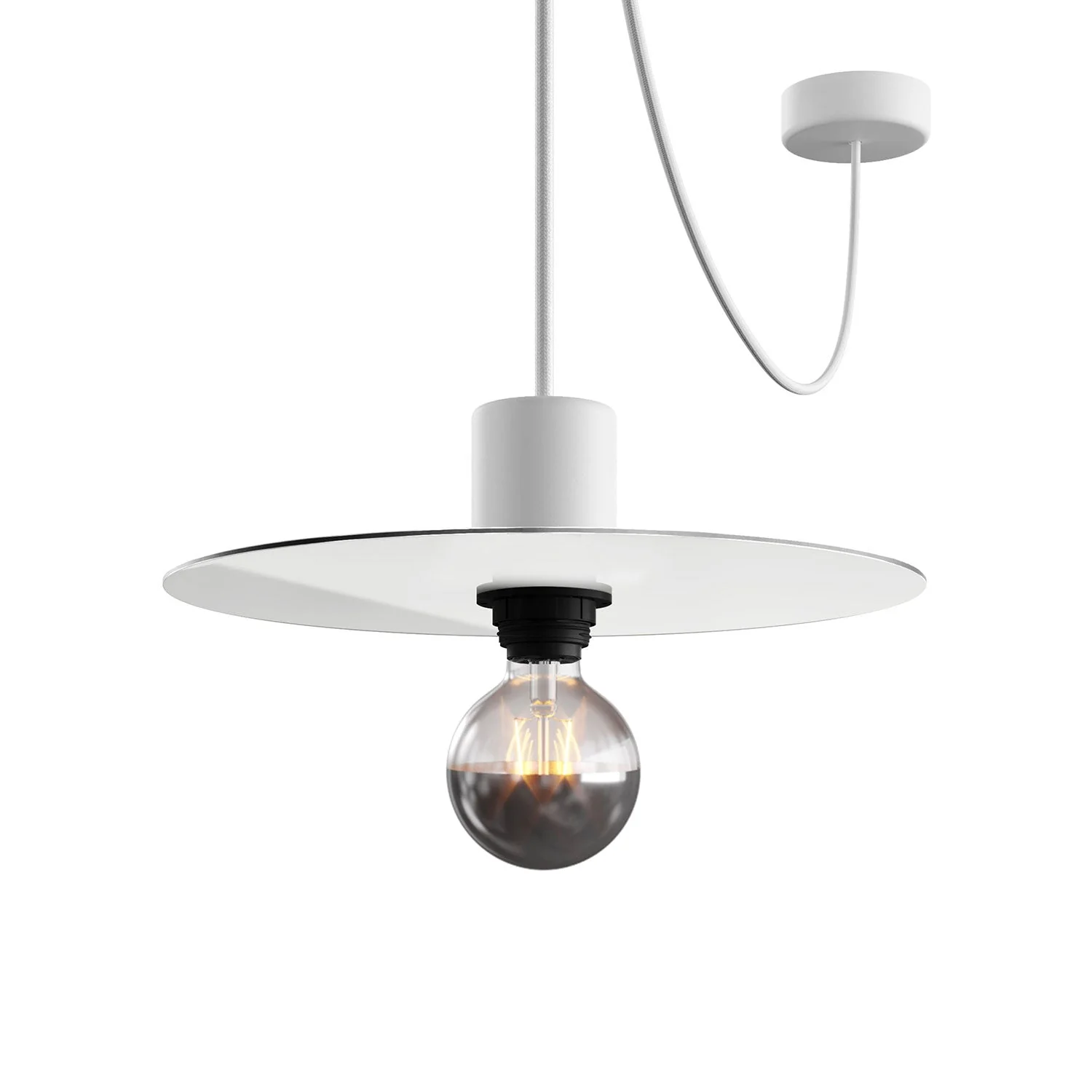 Mini Ellepì 'Solid Color' White Plate for Lamps, 24 cm Diameter - Made in Italy - Image 4