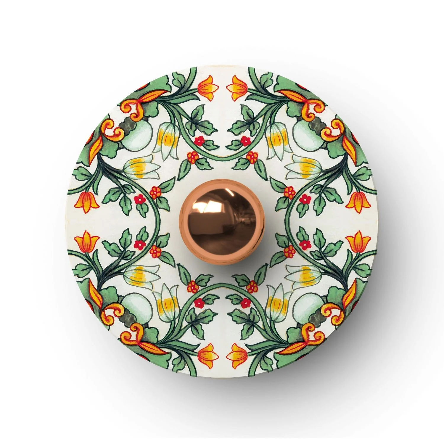 Mini Ellepì 'Maioliche' Red and Green plate for lamps, diameter 24 cm - Made in Italy - Image 3