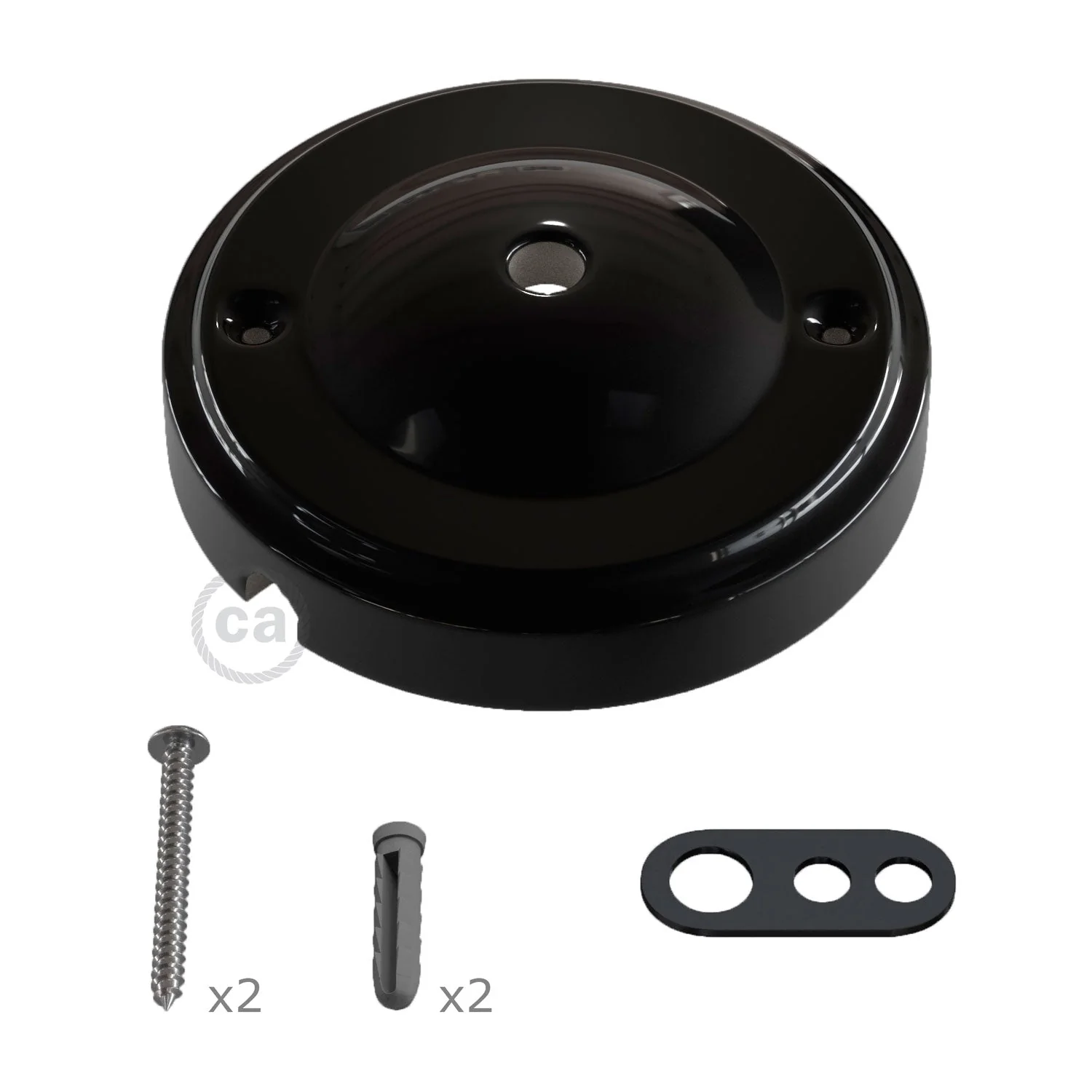 Minimal ceiling rose kit in porcelain - Black - Image 3