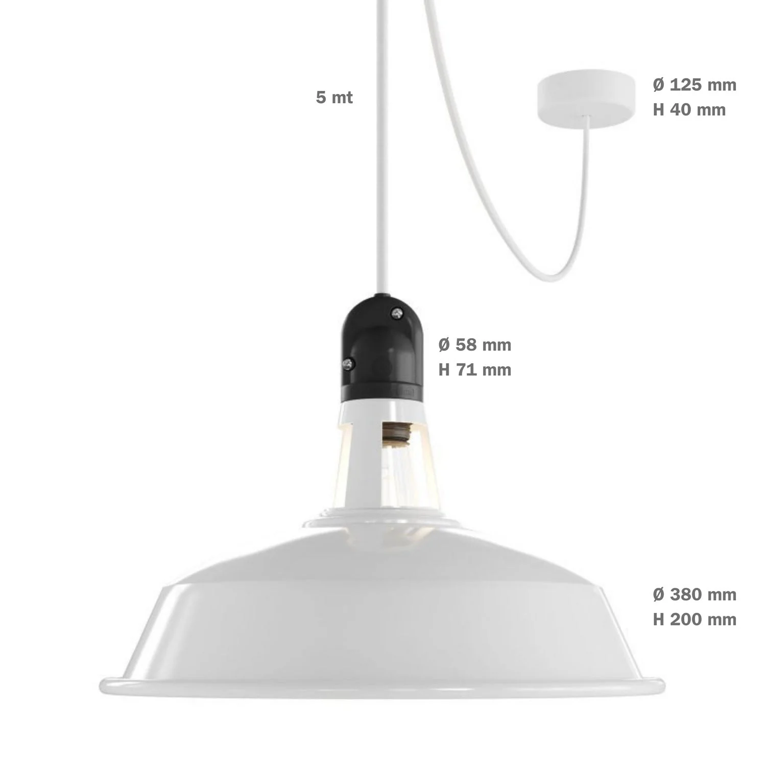 Modulair ELEGANT Outdoor lamp with lampshade, 5 m cable, silicone ceiling rose and IP65 waterproof lamp holder – Black - Image 7