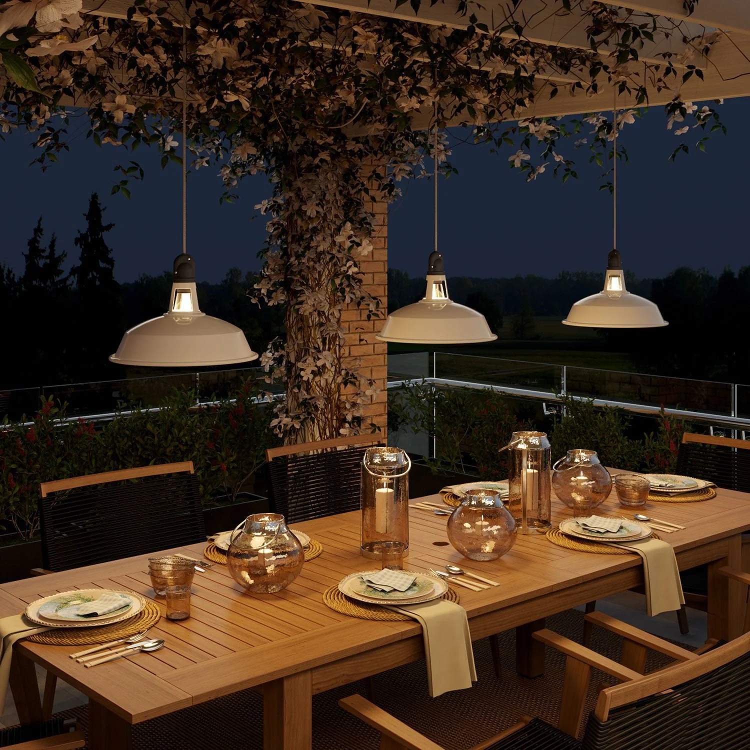 Modulair ELEGANT Outdoor lamp with lampshade, 5 m cable, silicone ceiling rose and IP65 waterproof lamp holder - White - Image 3