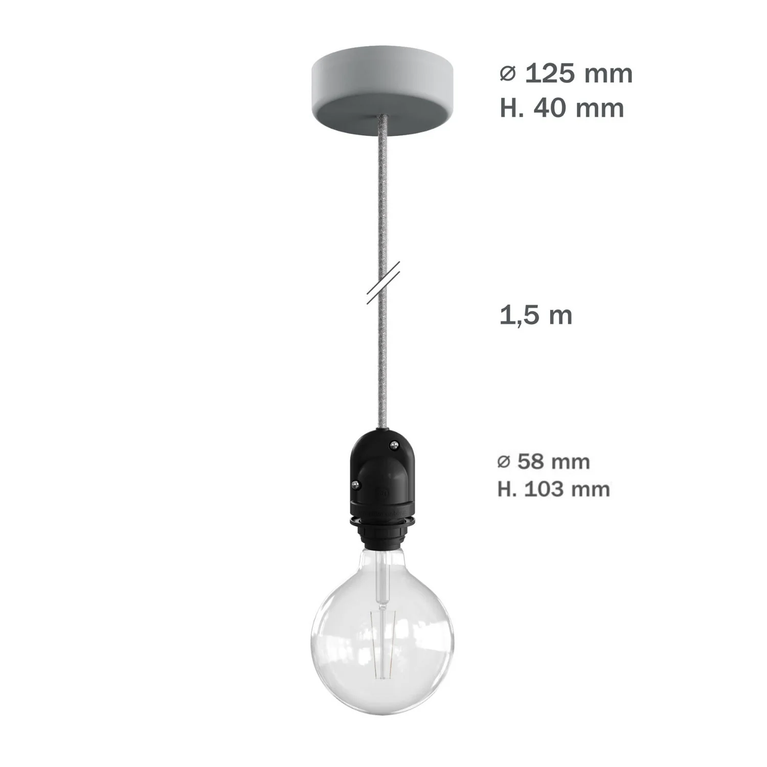 Modulair Outdoor lampshade lamp with 1.5 m textile cable, ceiling rose and IP65 waterproof lamp holder - White - Image 5