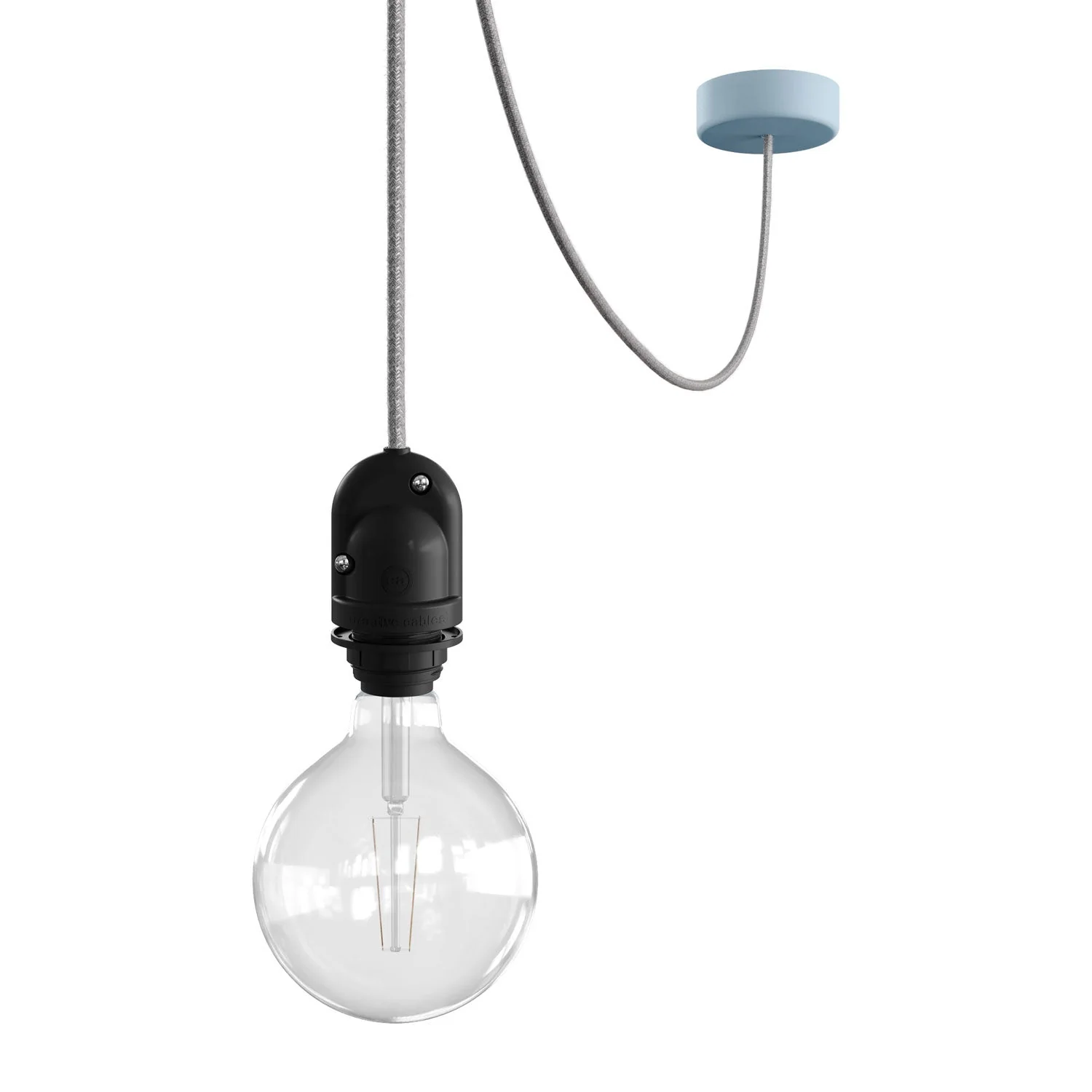 Modulair Outdoor lamp for lampshade with 5 m fabric cable, cable adjuster, ceiling rose and lamp holder IP65 - Powder blue