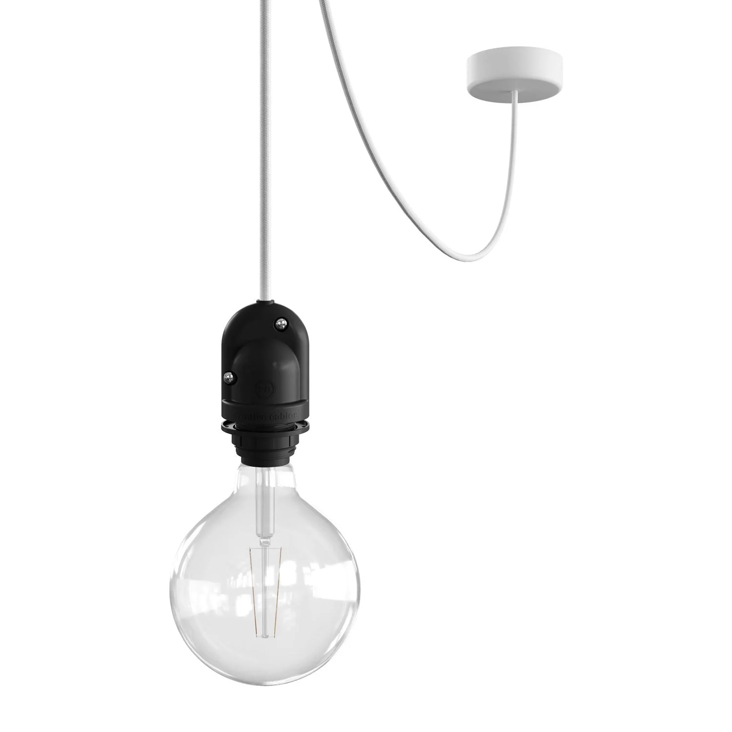 Modulair outdoor lamp for lampshade with 5 m textile cable, cord grip, ceiling rose and lamp holder IP65 – White