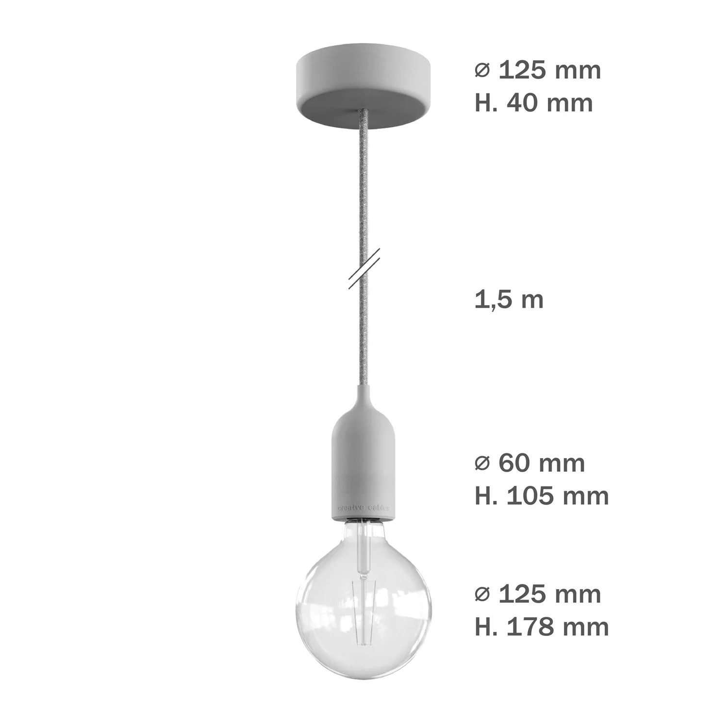 Modulair PASTEL Outdoor lamp with 1.5 m textile cable, ceiling rose and silicone lamp holder IP65 waterproof – Meadow green - Image 6